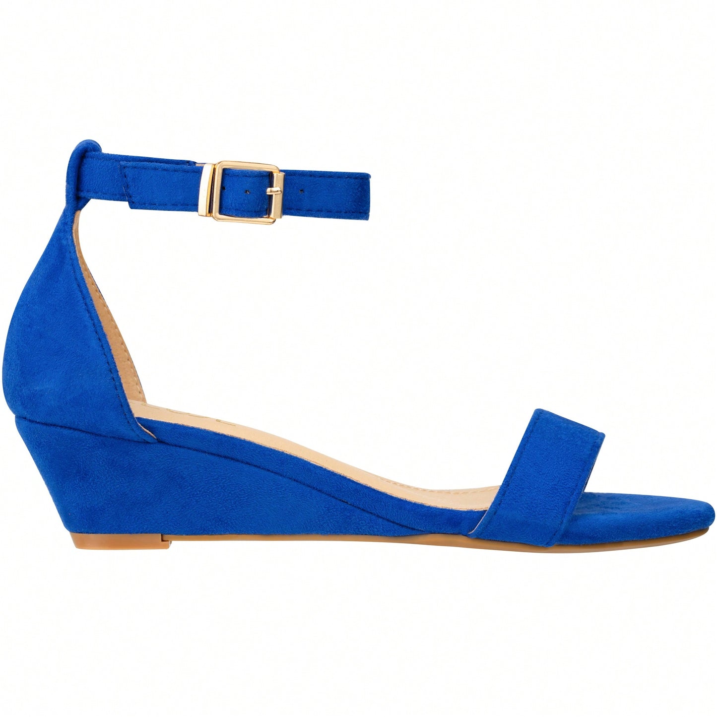 Women's Adjustable Ankle Strap Open Toe Low Wedge Sandal Comfortable Platform Heeled Sandals Suede