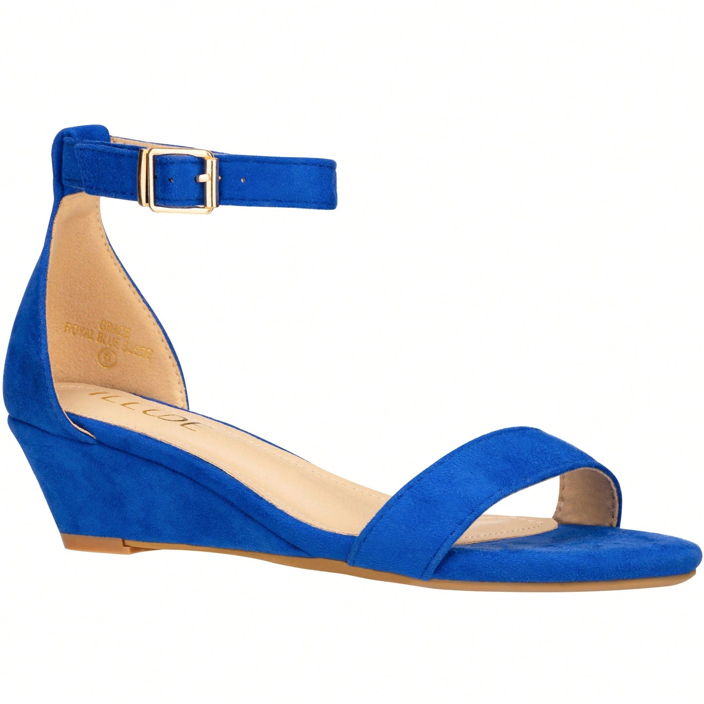Women's Adjustable Ankle Strap Open Toe Low Wedge Sandal Comfortable Platform Heeled Sandals Suede