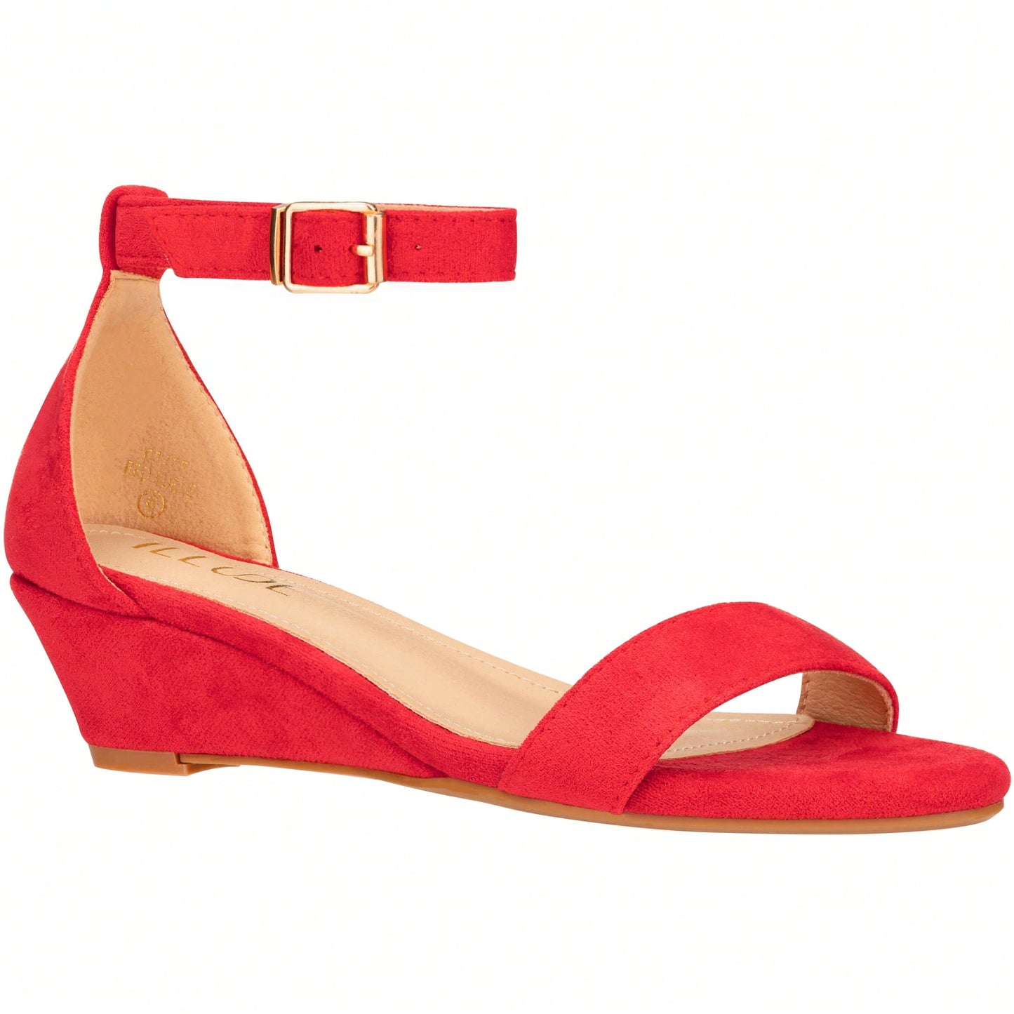 Women's Adjustable Ankle Strap Open Toe Low Wedge Sandal Comfortable Platform Heeled Sandals Suede