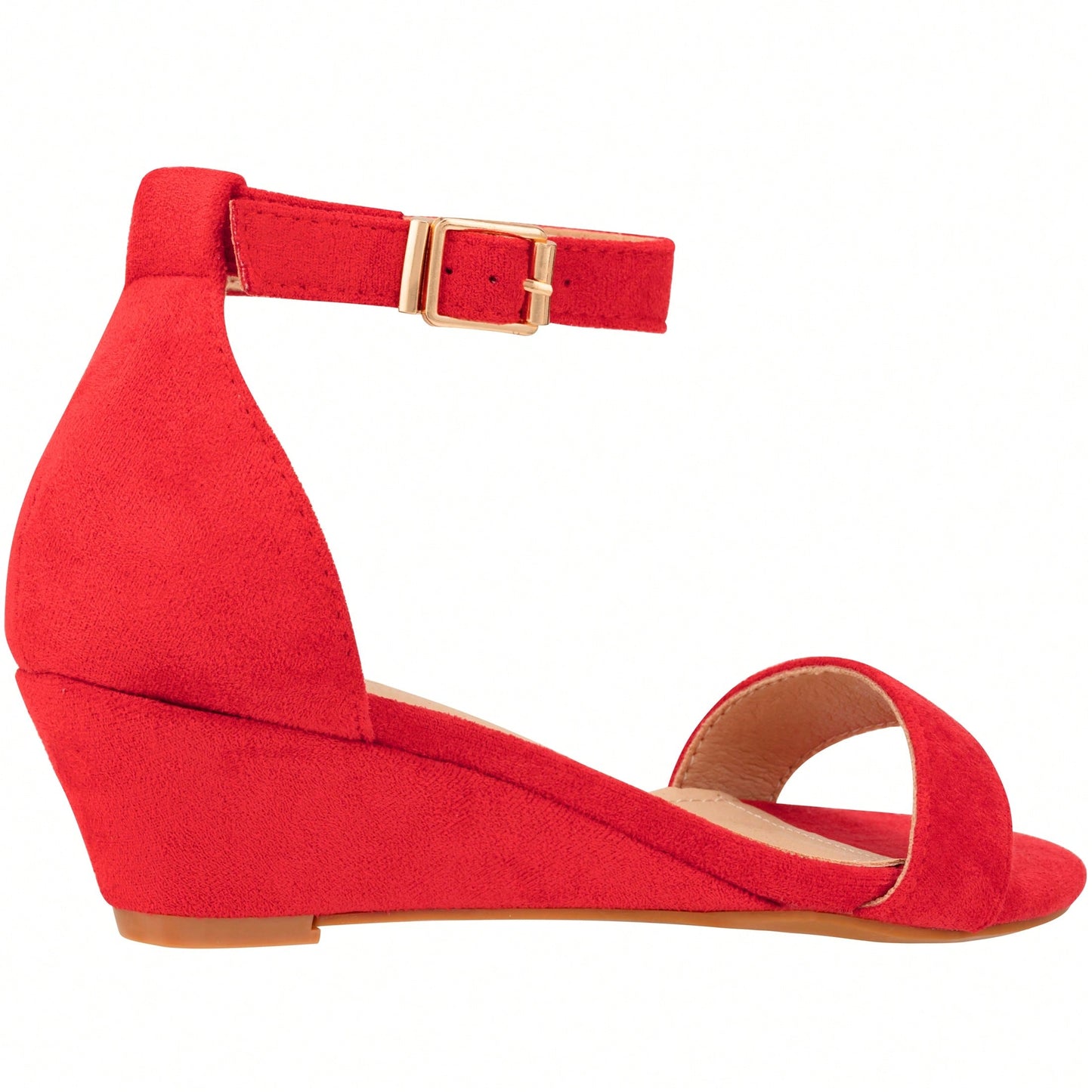Women's Adjustable Ankle Strap Open Toe Low Wedge Sandal Comfortable Platform Heeled Sandals Suede