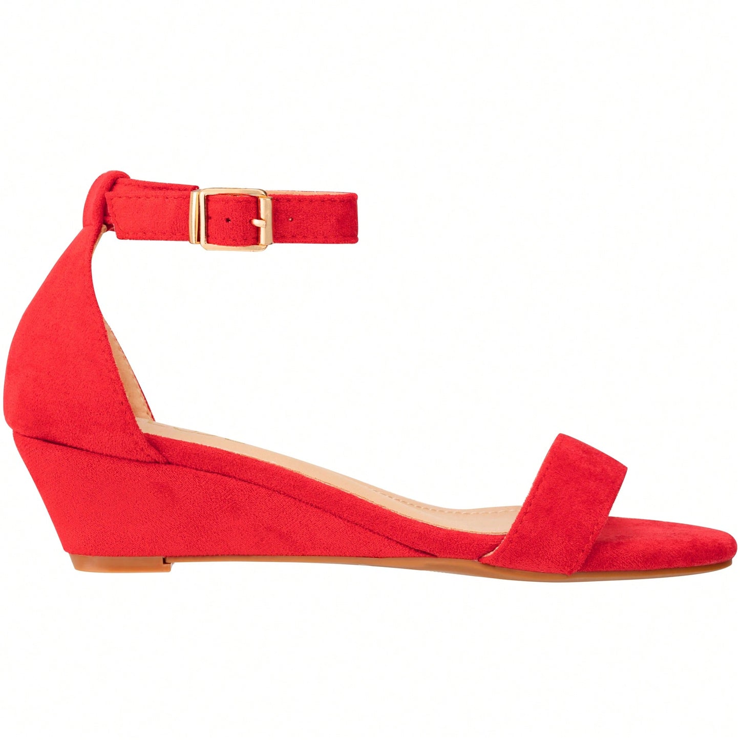 Women's Adjustable Ankle Strap Open Toe Low Wedge Sandal Comfortable Platform Heeled Sandals Suede