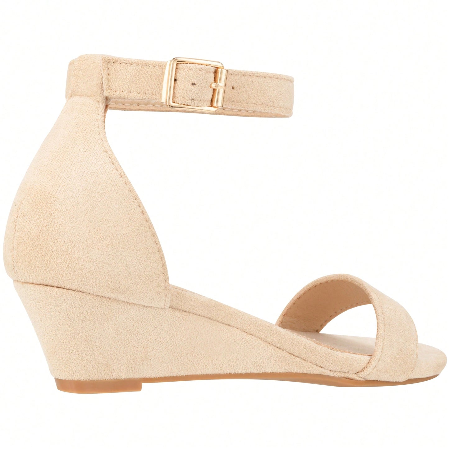 Women's Adjustable Ankle Strap Open Toe Low Wedge Sandal Comfortable Platform Heeled Sandals Suede