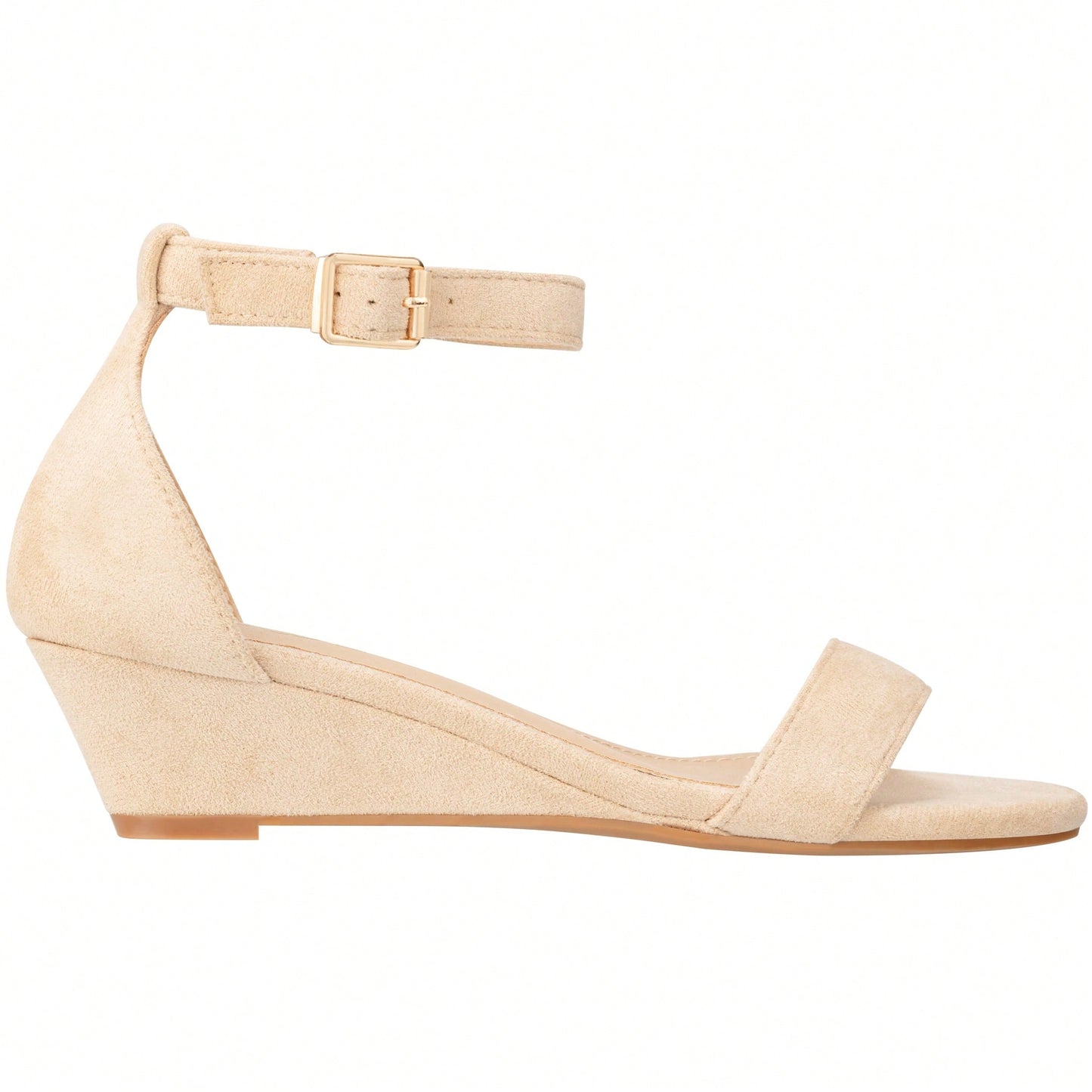Women's Adjustable Ankle Strap Open Toe Low Wedge Sandal Comfortable Platform Heeled Sandals Suede