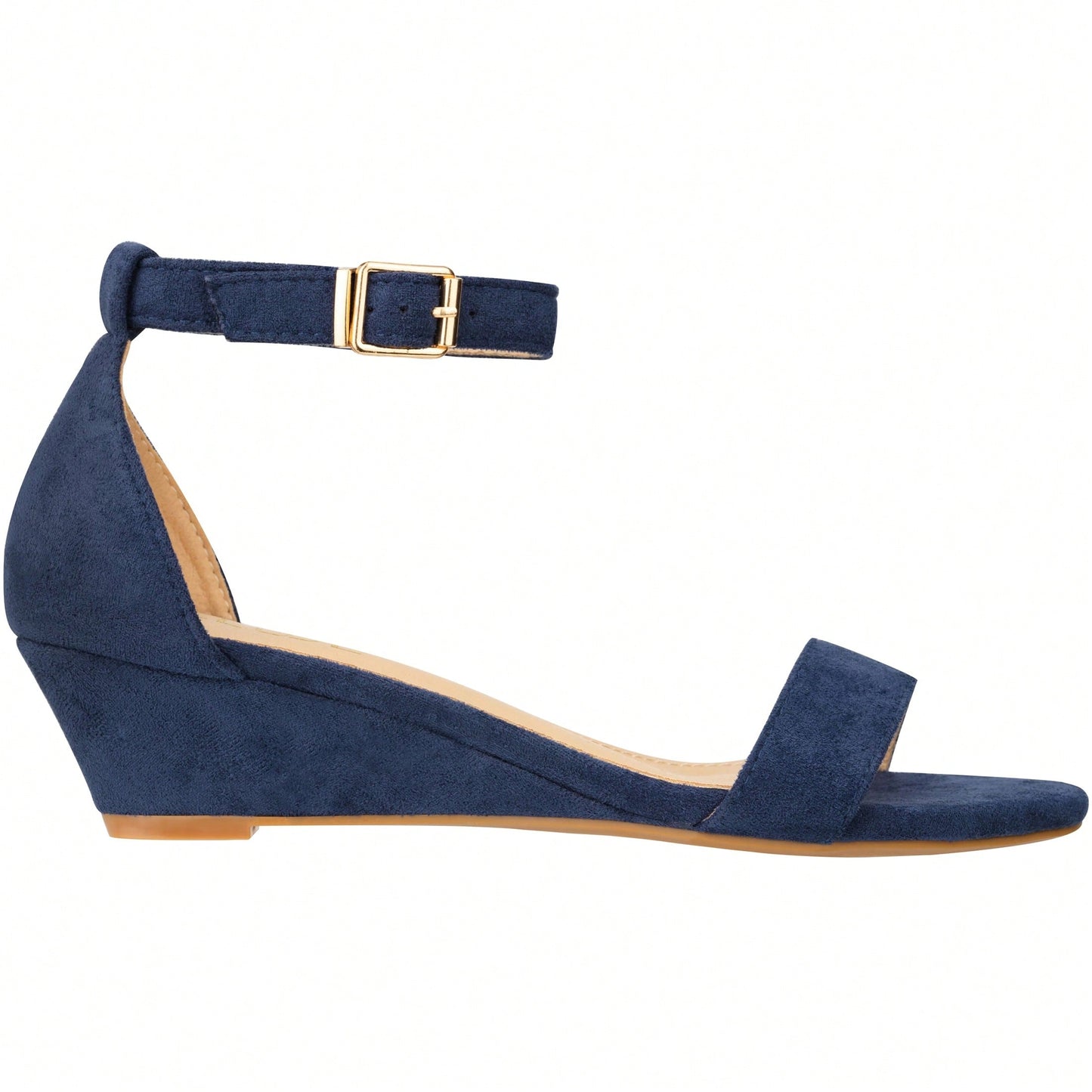 Women's Adjustable Ankle Strap Open Toe Low Wedge Sandal Comfortable Platform Heeled Sandals Suede