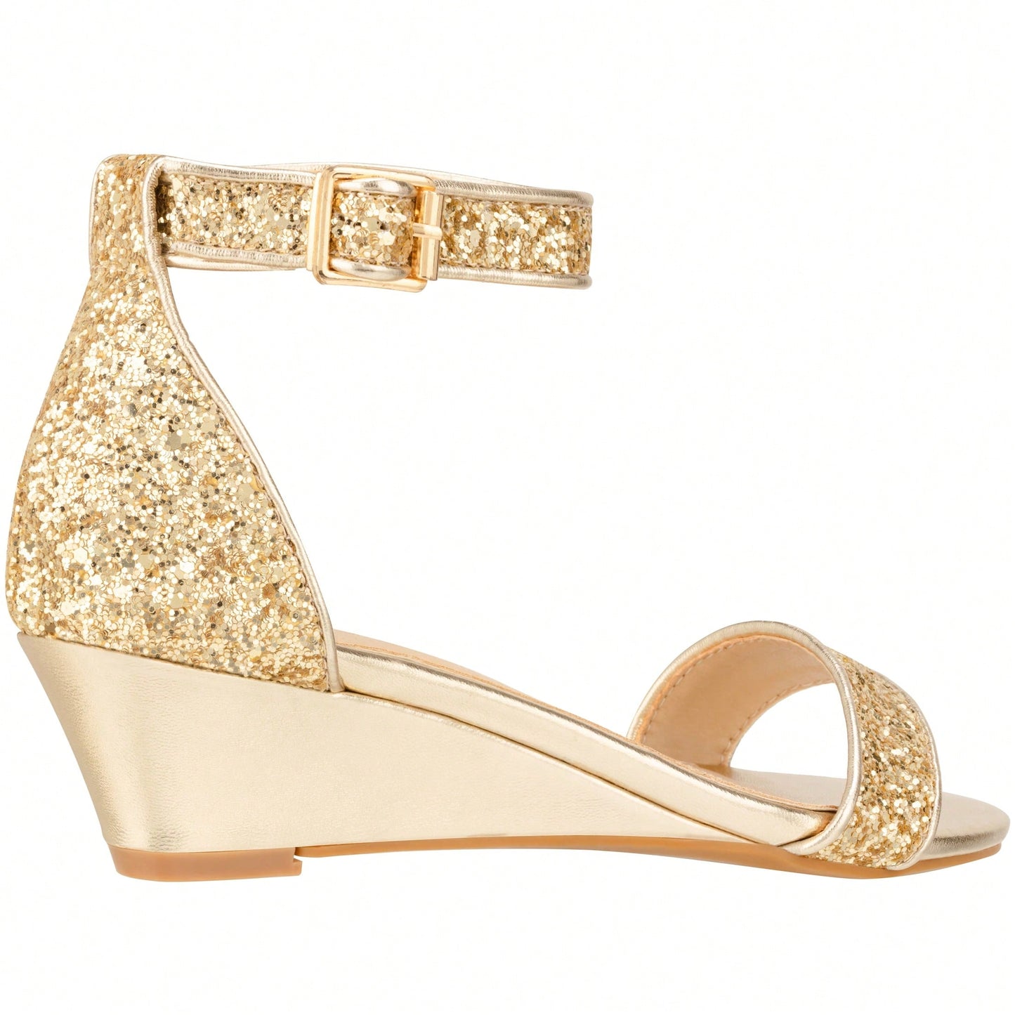Women's Adjustable Ankle Strap Open Toe Low Wedge Sandal Comfortable Platform Heeled Sandals Suede