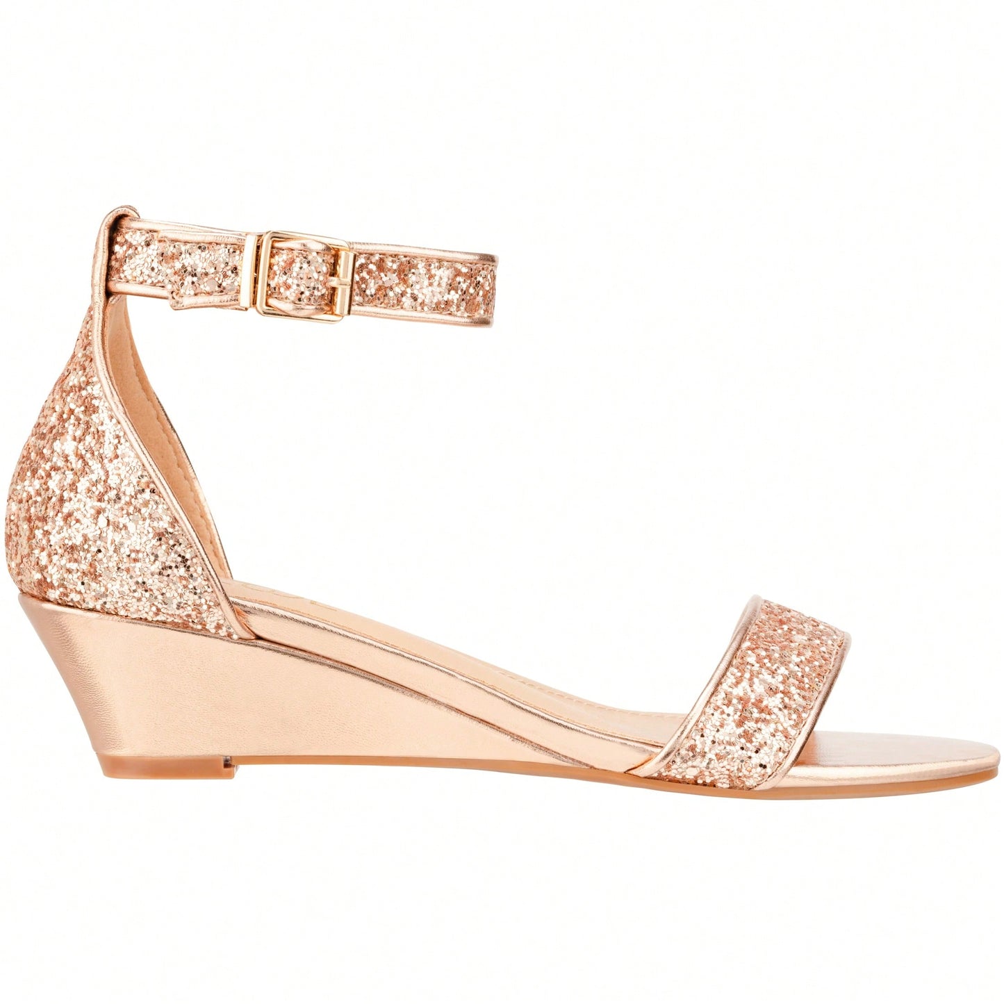 Women's Adjustable Ankle Strap Open Toe Low Wedge Sandal Comfortable Platform Heeled Sandals Suede