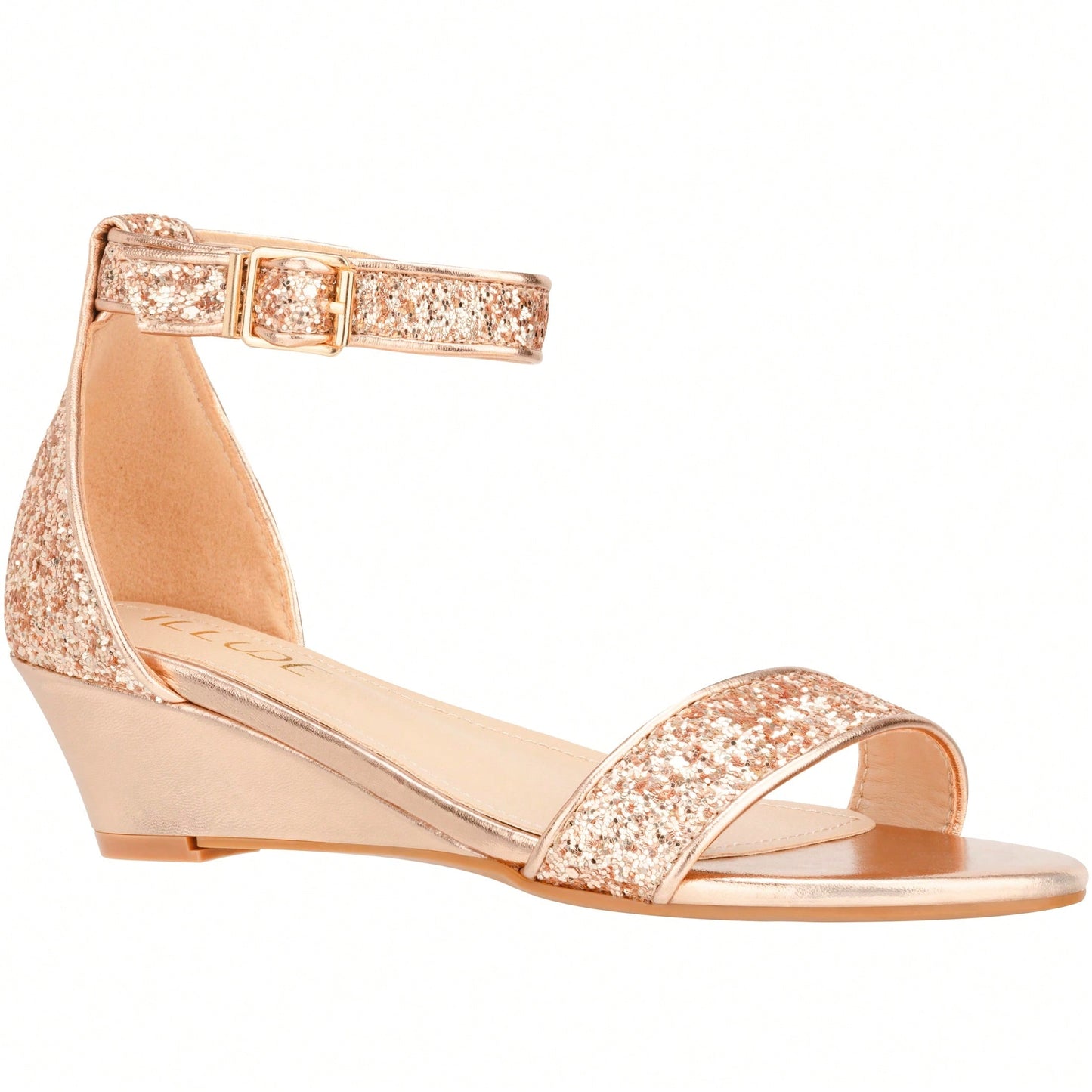 Women's Adjustable Ankle Strap Open Toe Low Wedge Sandal Comfortable Platform Heeled Sandals Suede