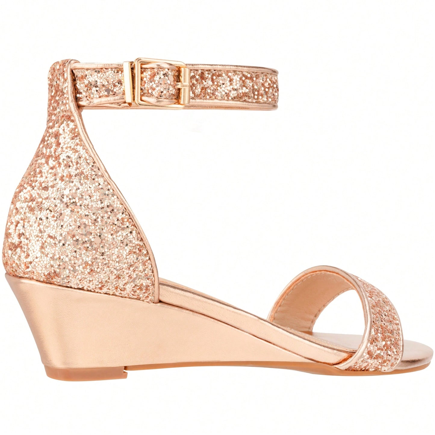 Women's Adjustable Ankle Strap Open Toe Low Wedge Sandal Comfortable Platform Heeled Sandals