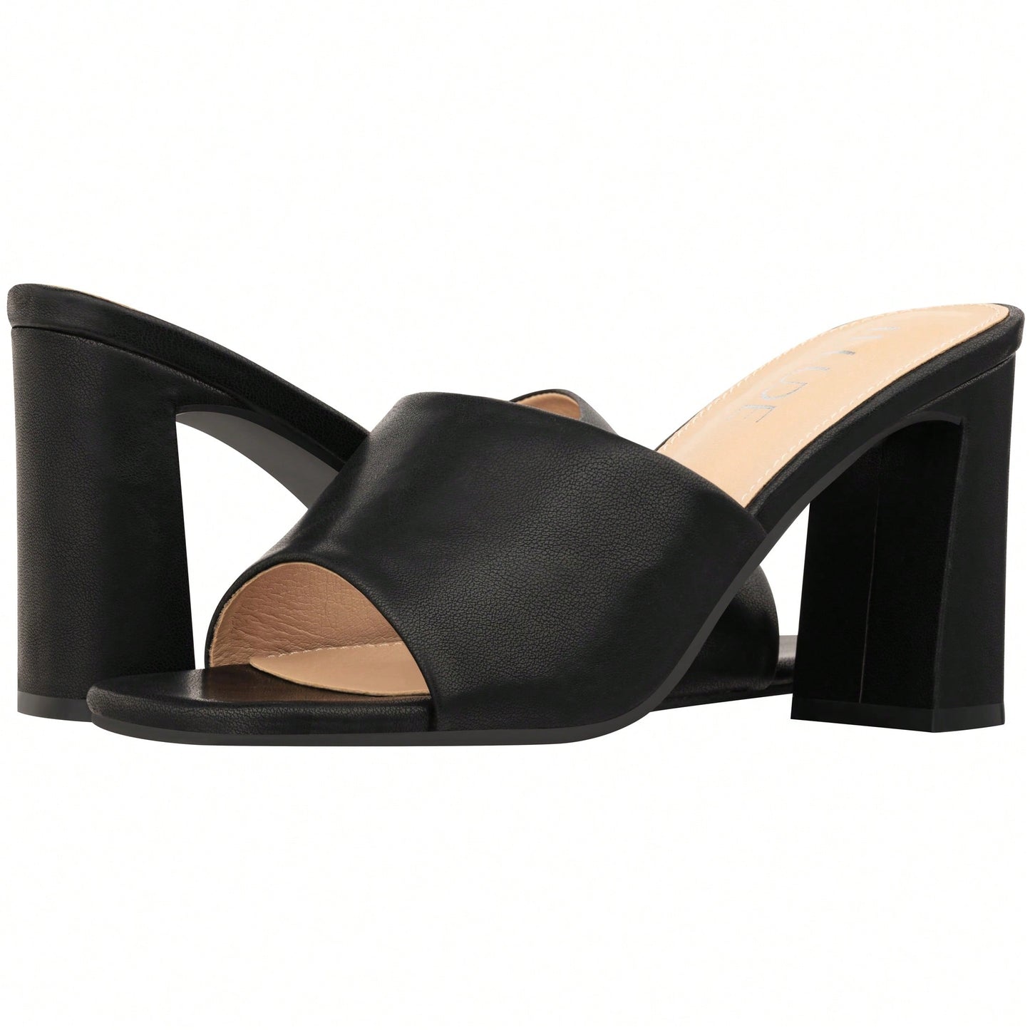 Women's Chunky Heeled Mule Sandals Low Heel Sandals Single Strap Square Toe Chunky Heeled Sandal Suede