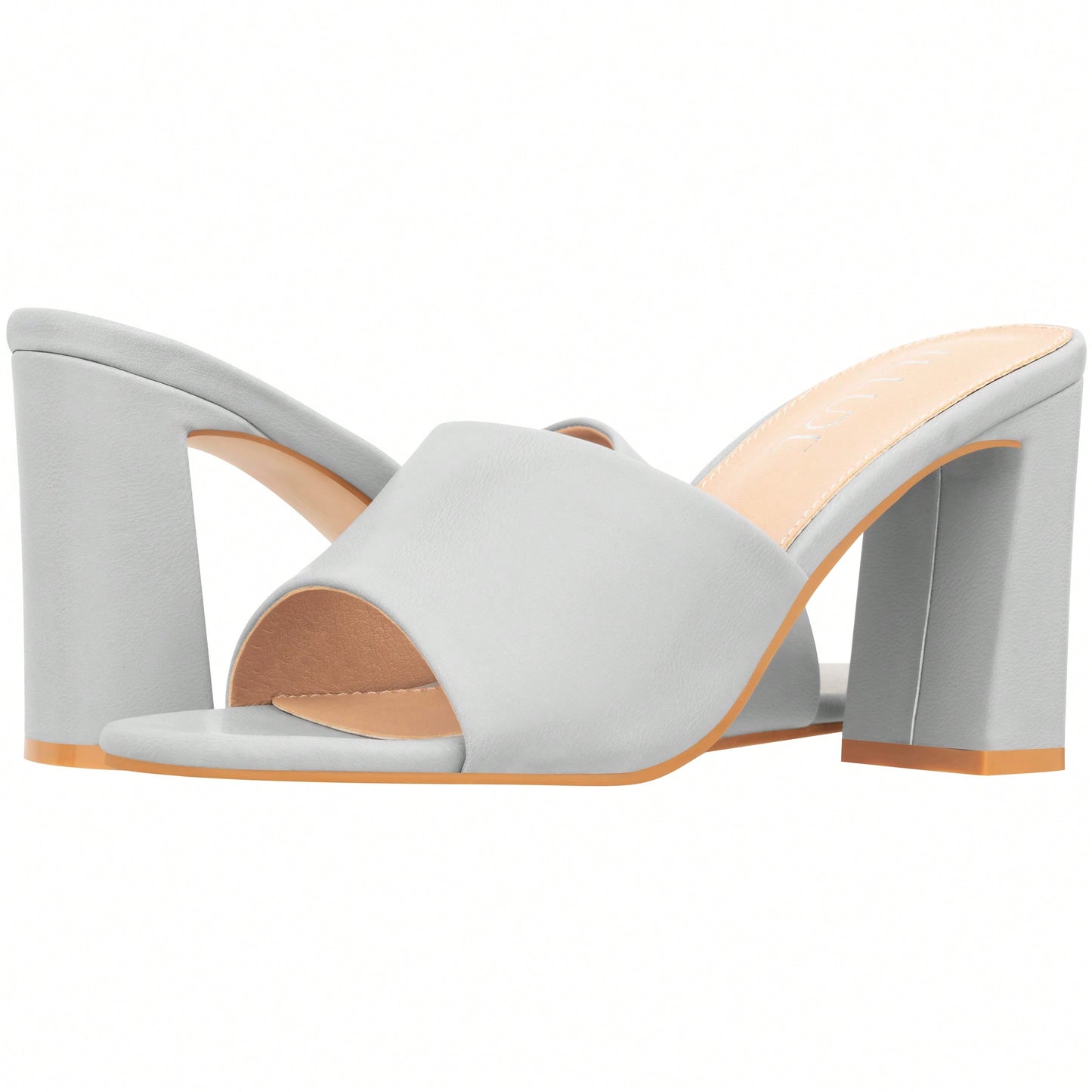 Women's Chunky Heeled Mule Sandals Low Heel Sandals Single Strap Square Toe Chunky Heeled Sandal Suede