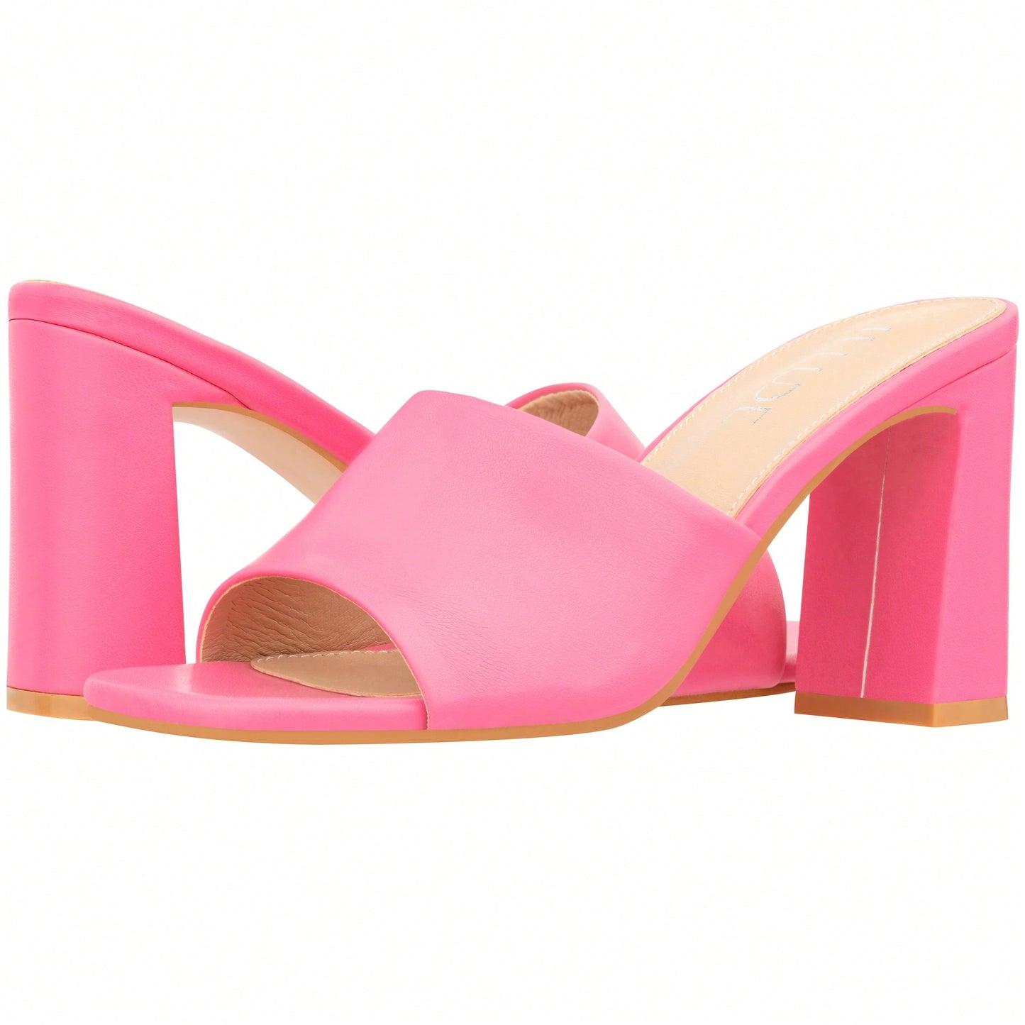 Women's Chunky Heeled Mule Sandals Low Heel Sandals Single Strap Square Toe Chunky Heeled Sandal Suede