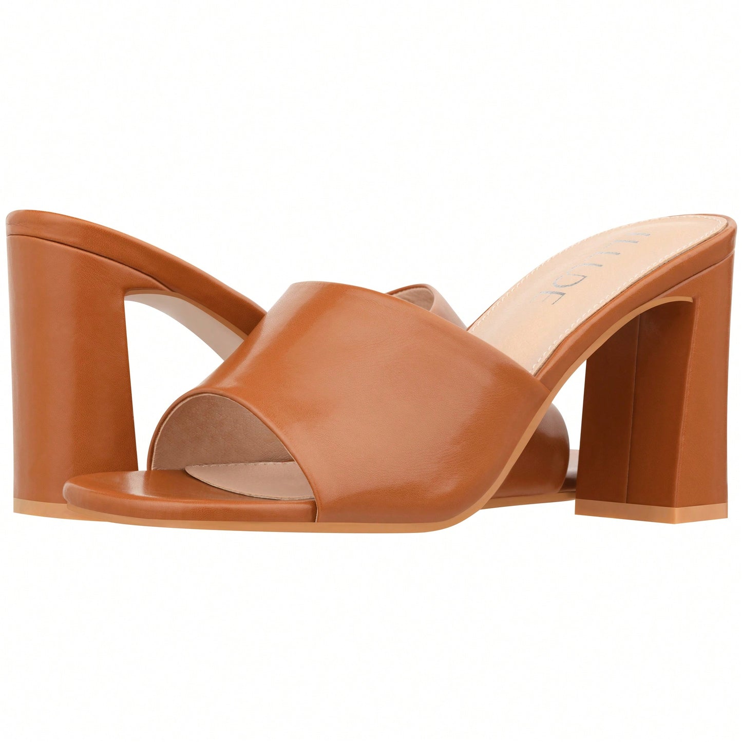 Women's Chunky Heeled Mule Sandals Low Heel Sandals Single Strap Square Toe Chunky Heeled Sandal Suede