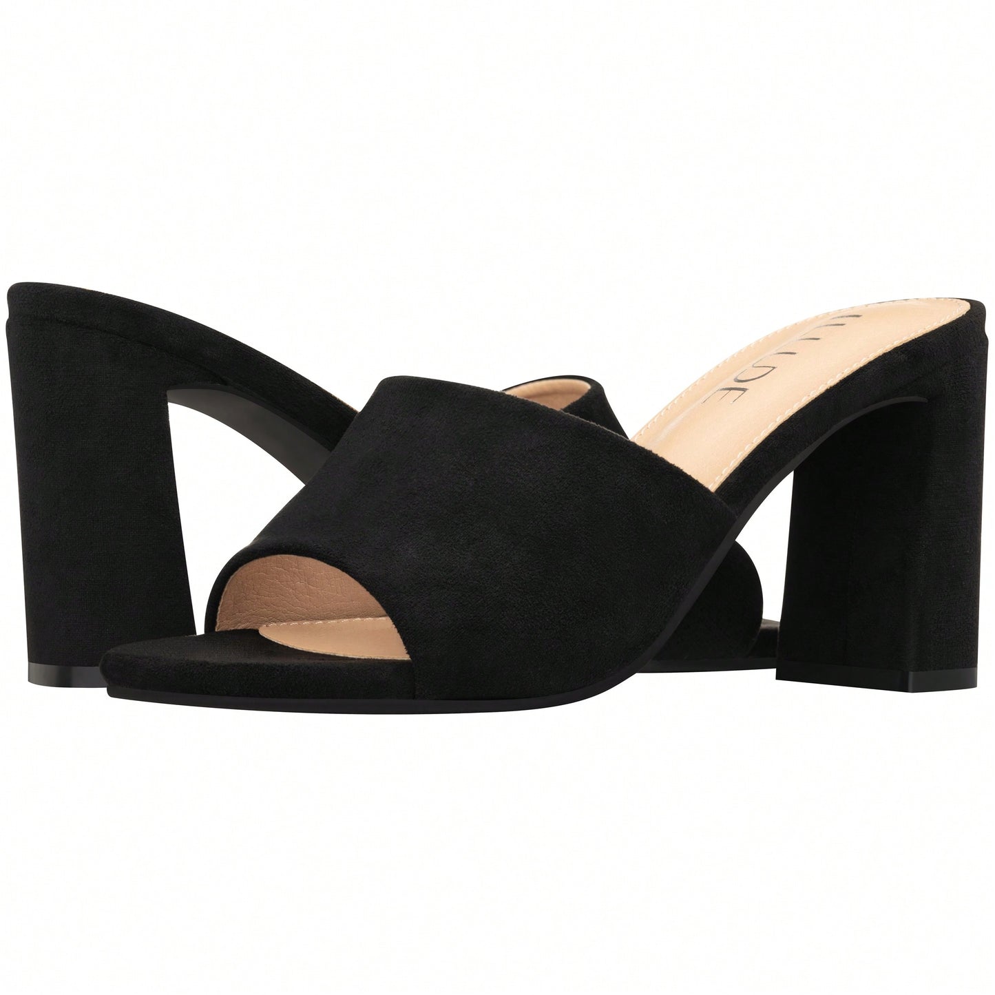 Women's Chunky Heeled Mule Sandals Low Heel Sandals Single Strap Square Toe Chunky Heeled Sandal Suede