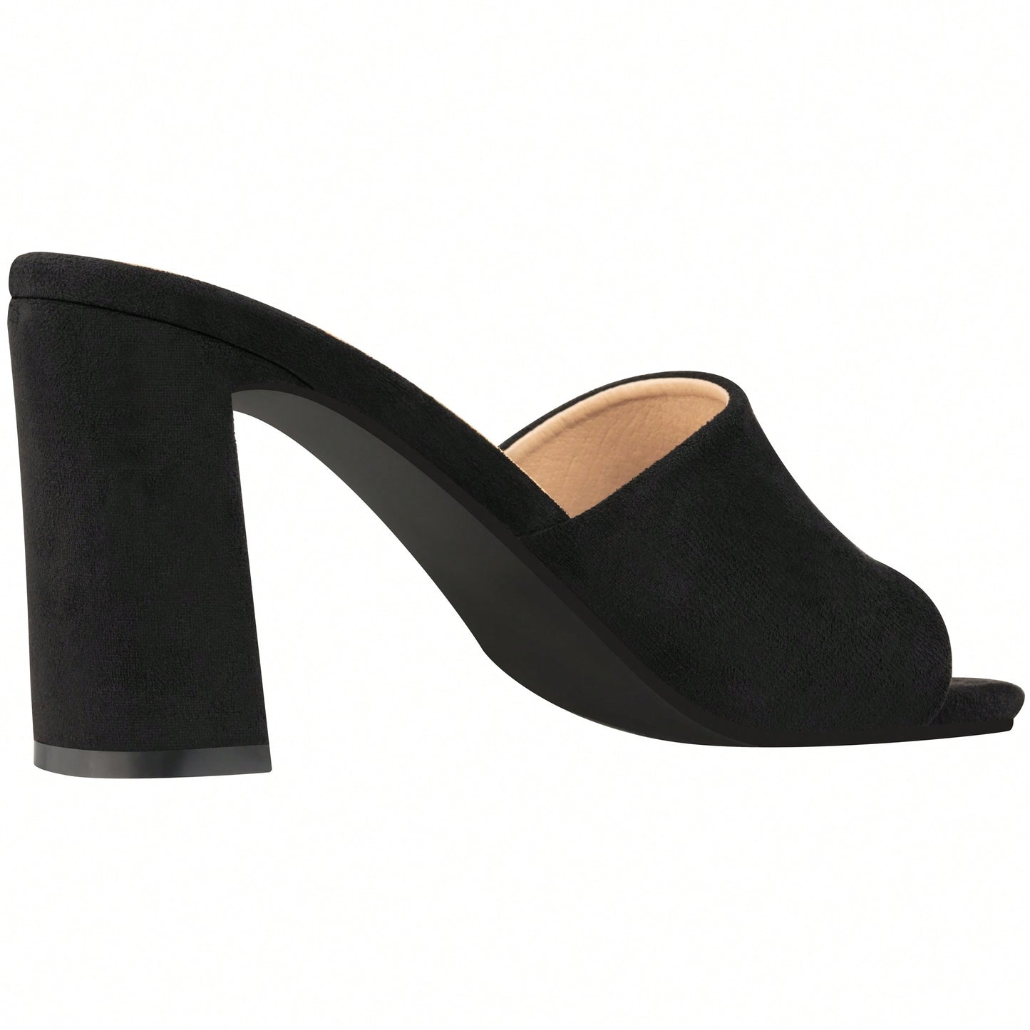 Women's Chunky Heeled Mule Sandals Low Heel Sandals Single Strap Square Toe Chunky Heeled Sandal Suede