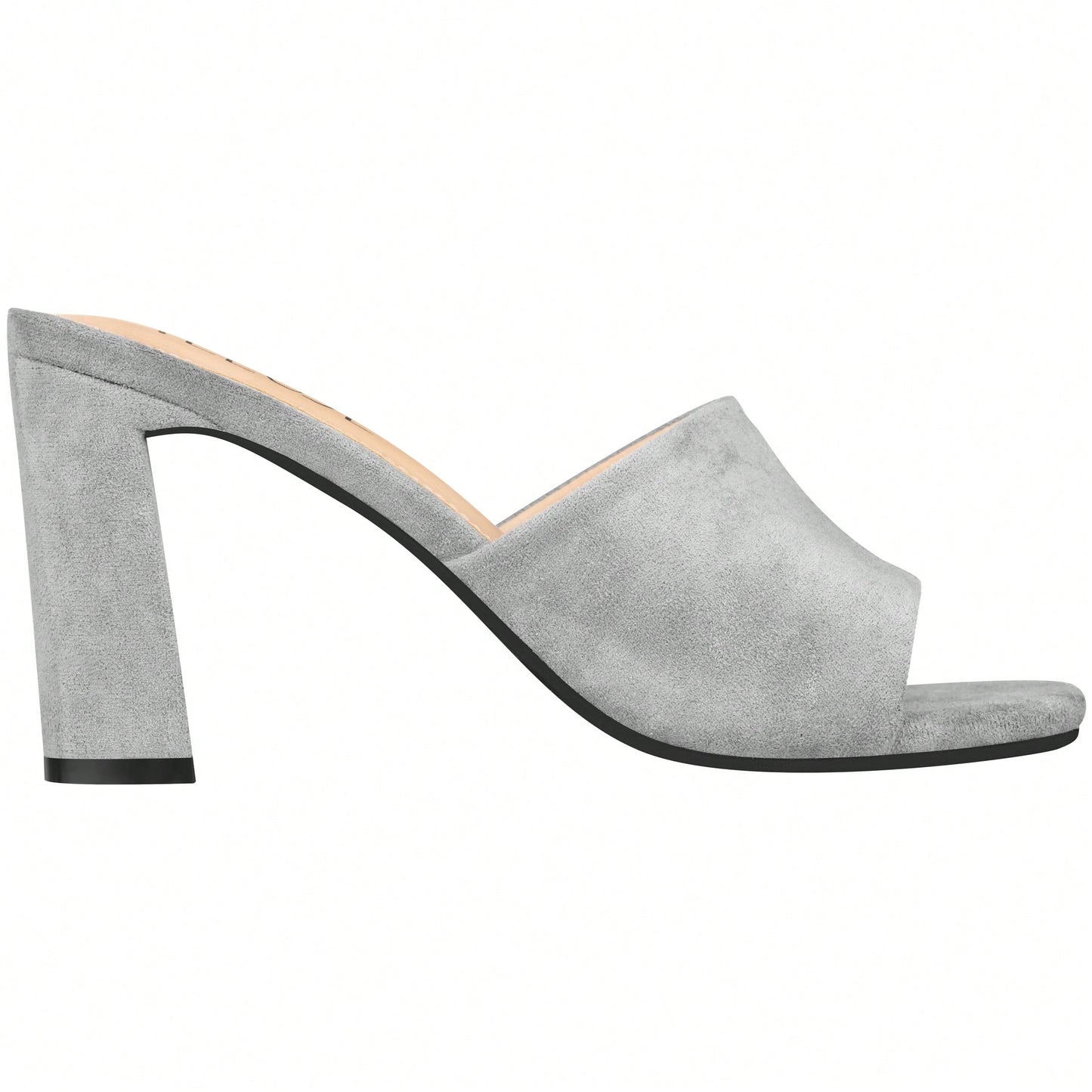Women's Chunky Heeled Mule Sandals Low Heel Sandals Single Strap Square Toe Chunky Heeled Sandal Suede