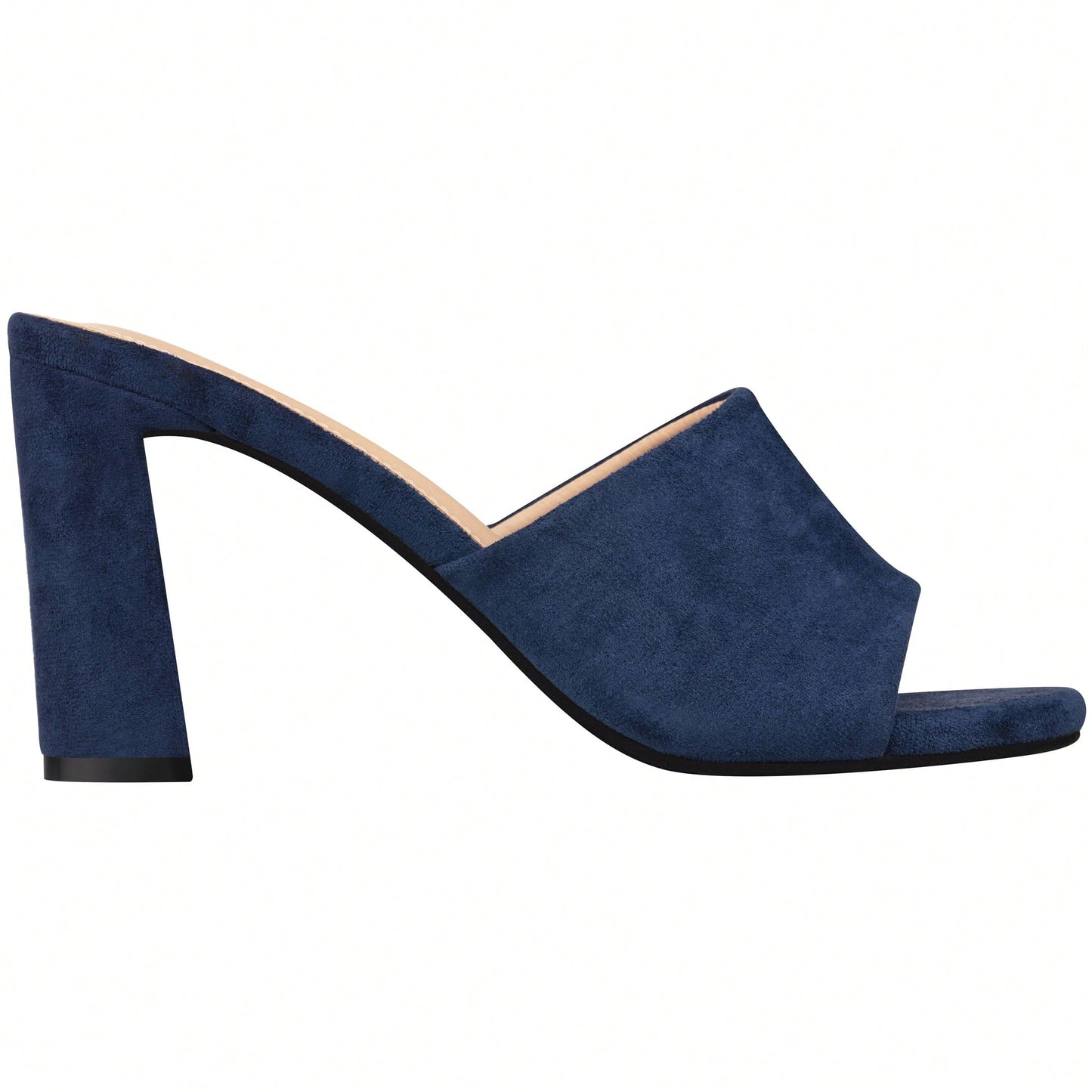 Women's Chunky Heeled Mule Sandals Low Heel Sandals Single Strap Square Toe Chunky Heeled Sandal Suede