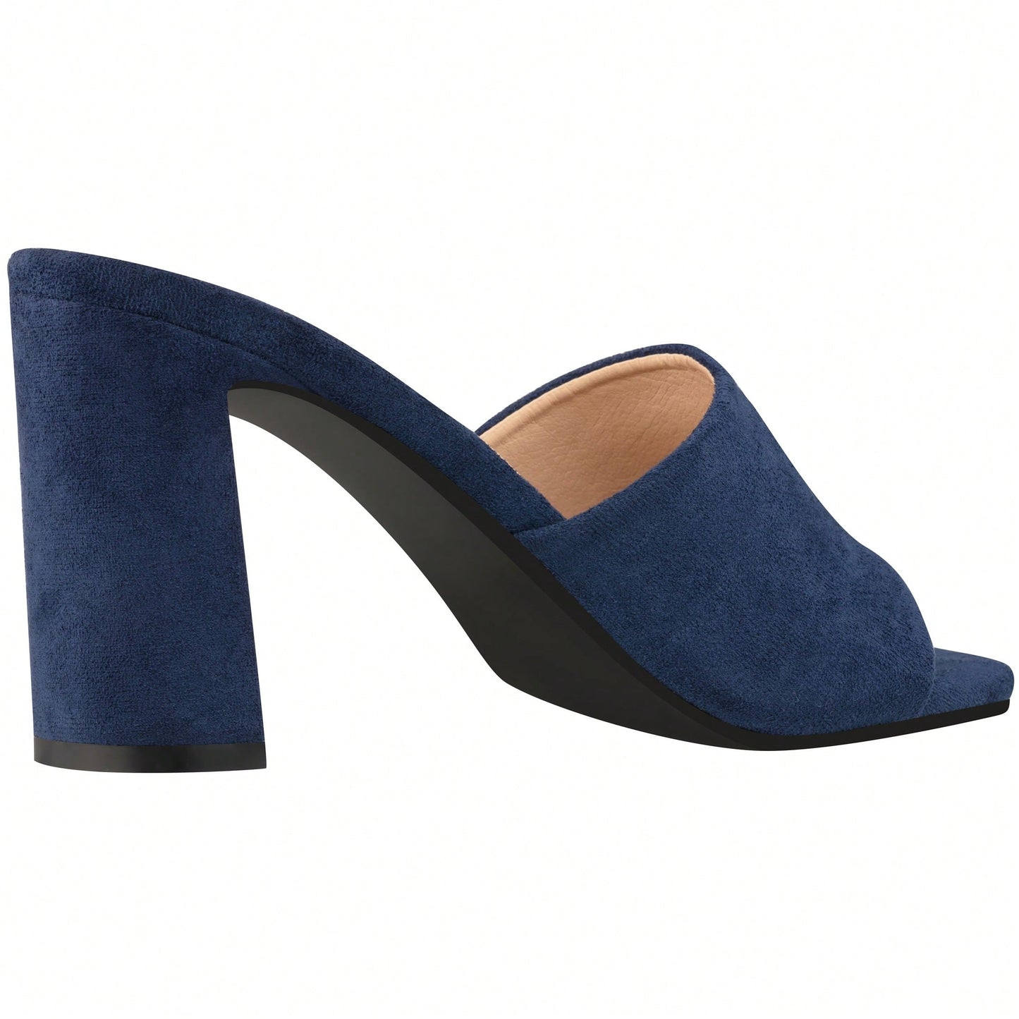 Women's Chunky Heeled Mule Sandals Low Heel Sandals Single Strap Square Toe Chunky Heeled Sandal Suede
