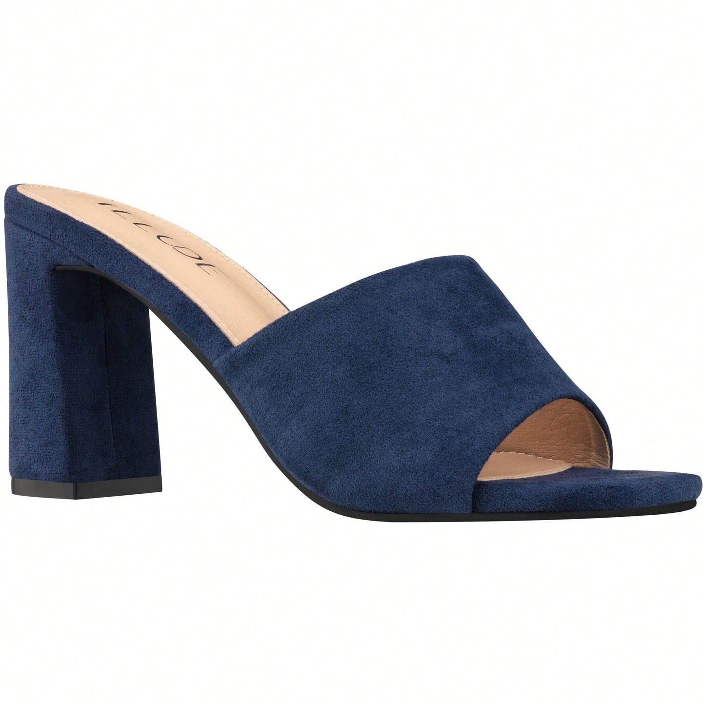 Women's Chunky Heeled Mule Sandals Low Heel Sandals Single Strap Square Toe Chunky Heeled Sandal Suede