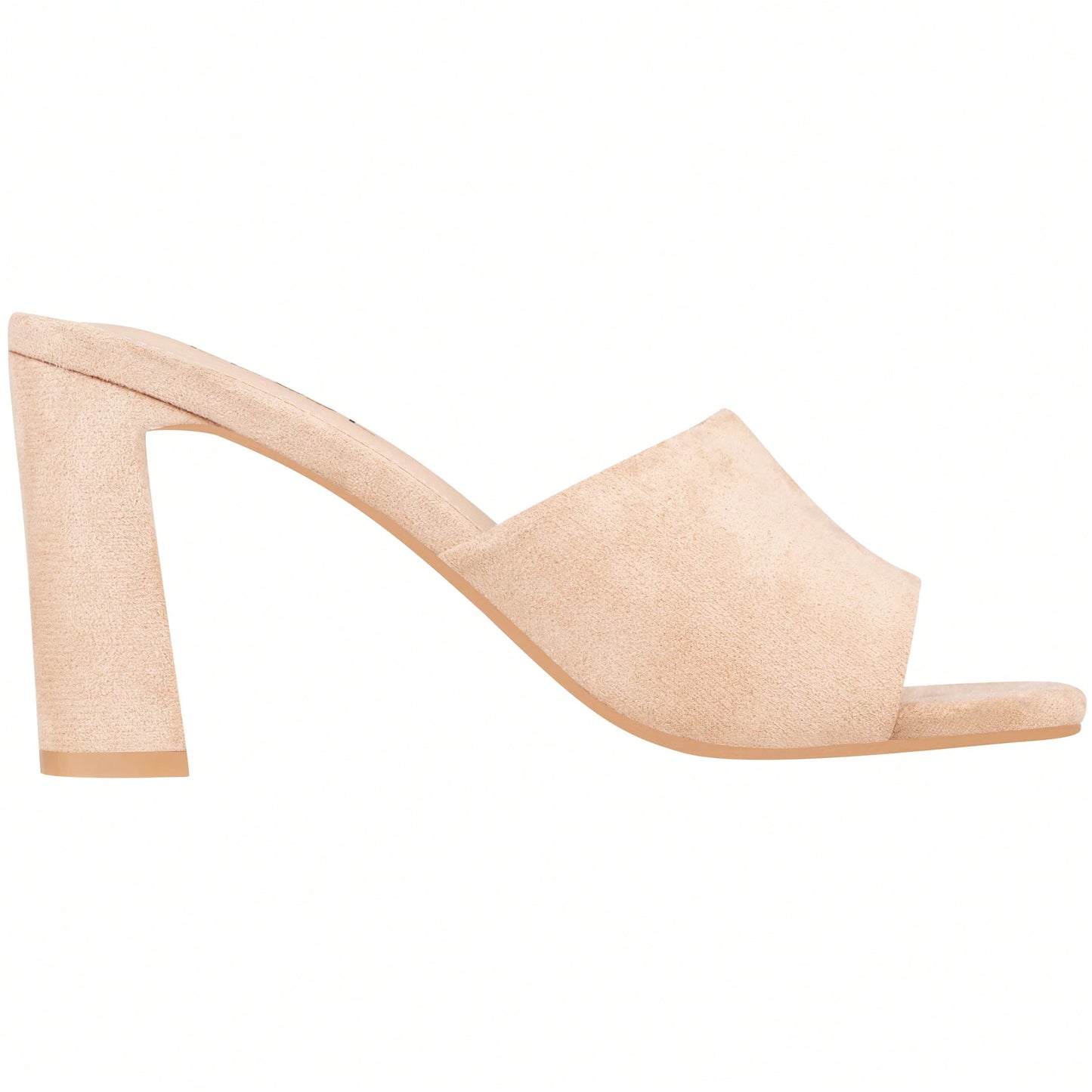 Women's Chunky Heeled Mule Sandals Low Heel Sandals Single Strap Square Toe Chunky Heeled Sandal Suede