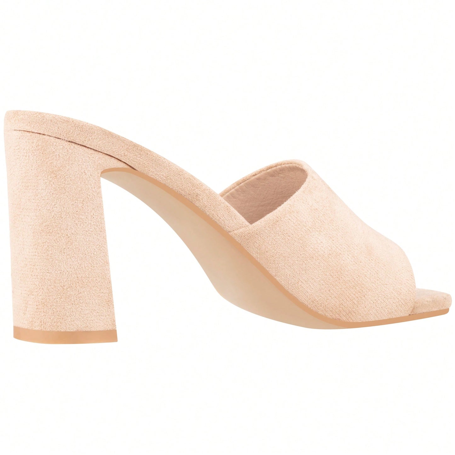 Women's Chunky Heeled Mule Sandals Low Heel Sandals Single Strap Square Toe Chunky Heeled Sandal Suede