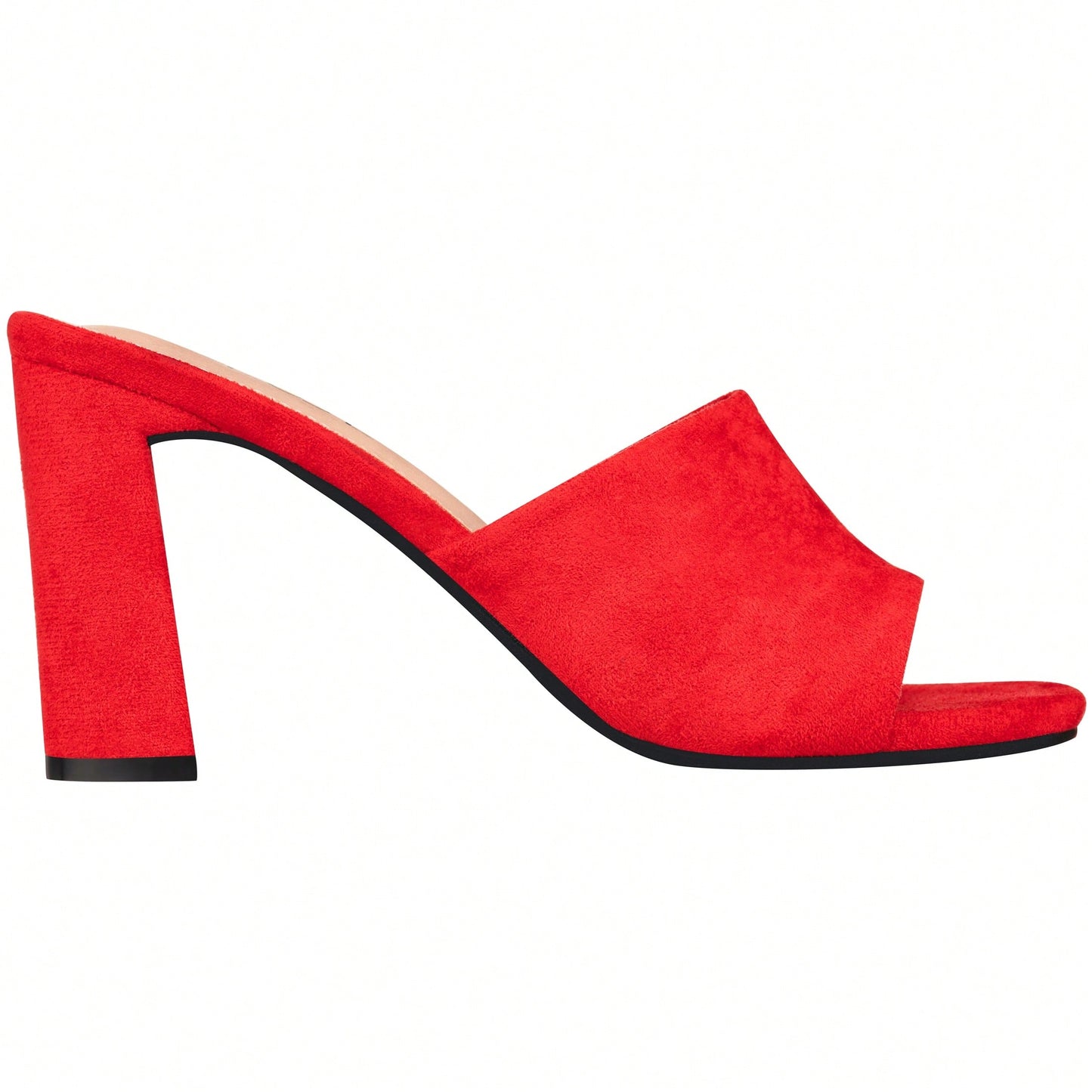 Women's Chunky Heeled Mule Sandals Low Heel Sandals Single Strap Square Toe Chunky Heeled Sandal Suede