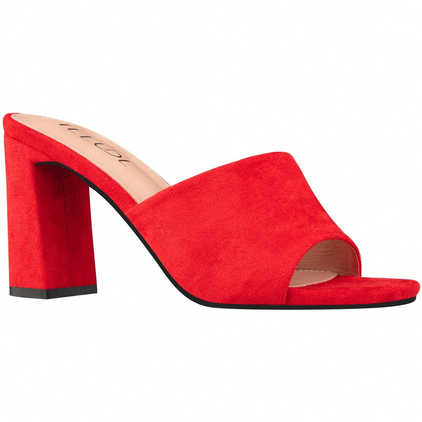 Women's Chunky Heeled Mule Sandals Low Heel Sandals Single Strap Square Toe Chunky Heeled Sandal Suede