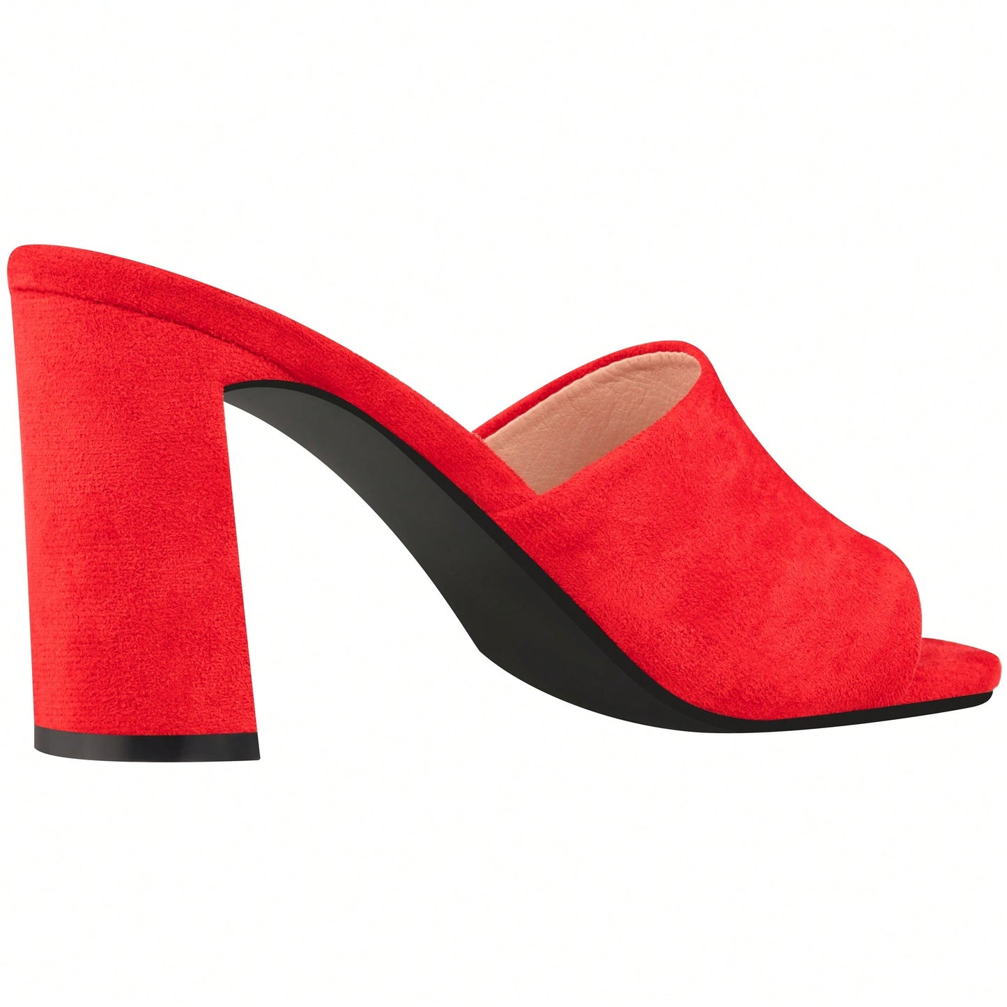Women's Chunky Heeled Mule Sandals Low Heel Sandals Single Strap Square Toe Chunky Heeled Sandal Suede