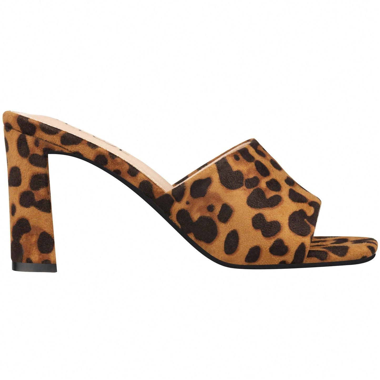 Women's Chunky Heeled Mule Sandals Low Heel Sandals Single Strap Square Toe Chunky Heeled Sandal Suede
