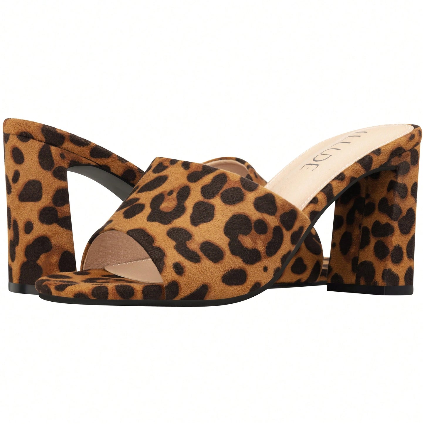 Women's Chunky Heeled Mule Sandals Low Heel Sandals Single Strap Square Toe Chunky Heeled Sandal Suede