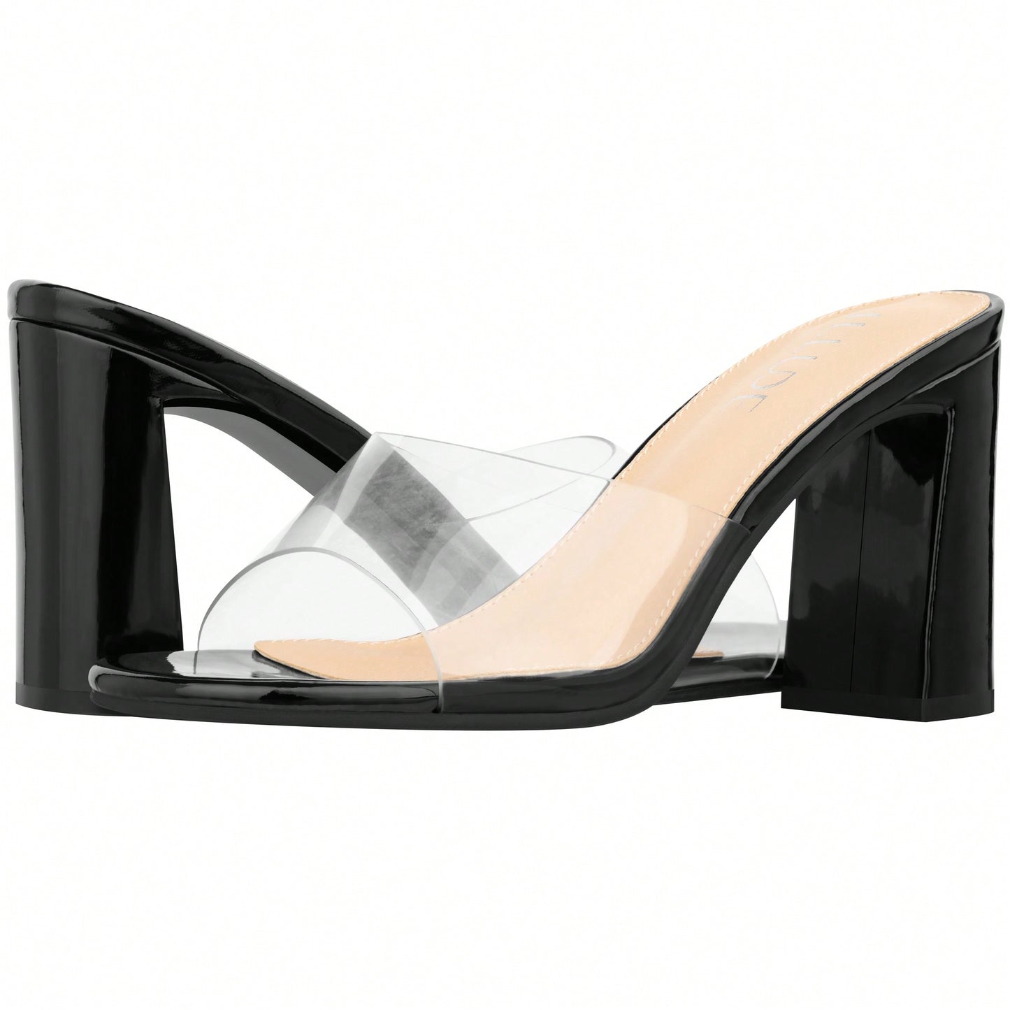 Women's Chunky Heeled Mule Sandals Low Heel Sandals Single Strap Square Toe Chunky Heeled Sandal Suede