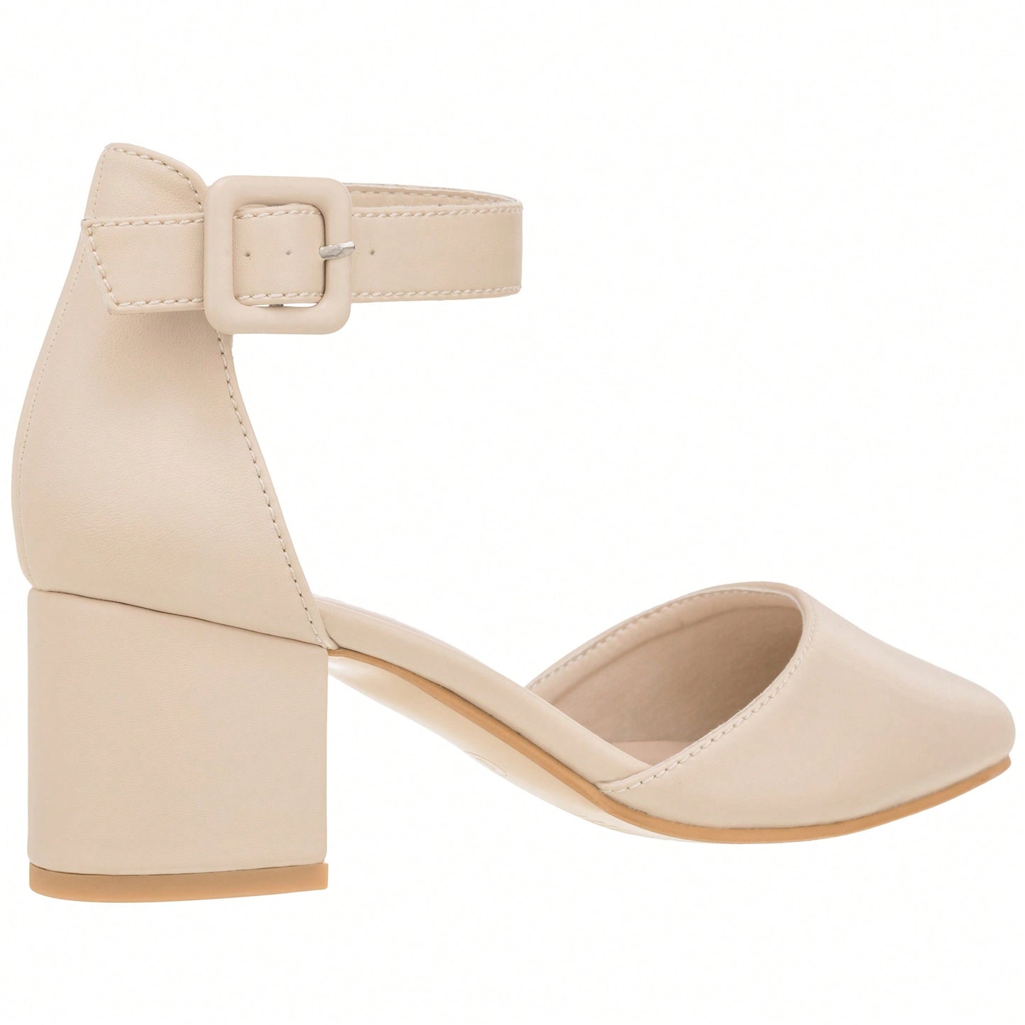 Women Point Toe Chunky Heeled Ankle Strap Pumps Fashionable Pointed Toe Ankle Strap Stiletto Heels Elegant Pumps Suede