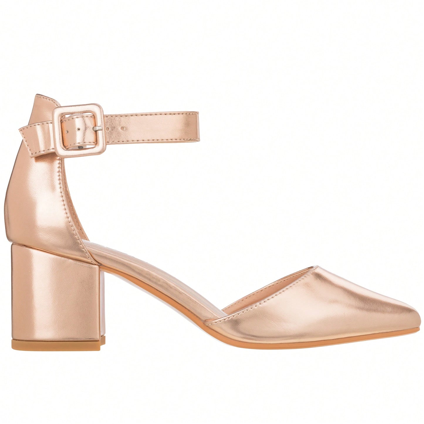 Women Point Toe Chunky Heeled Ankle Strap Pumps Fashionable Pointed Toe Ankle Strap Stiletto Heels Elegant Pumps