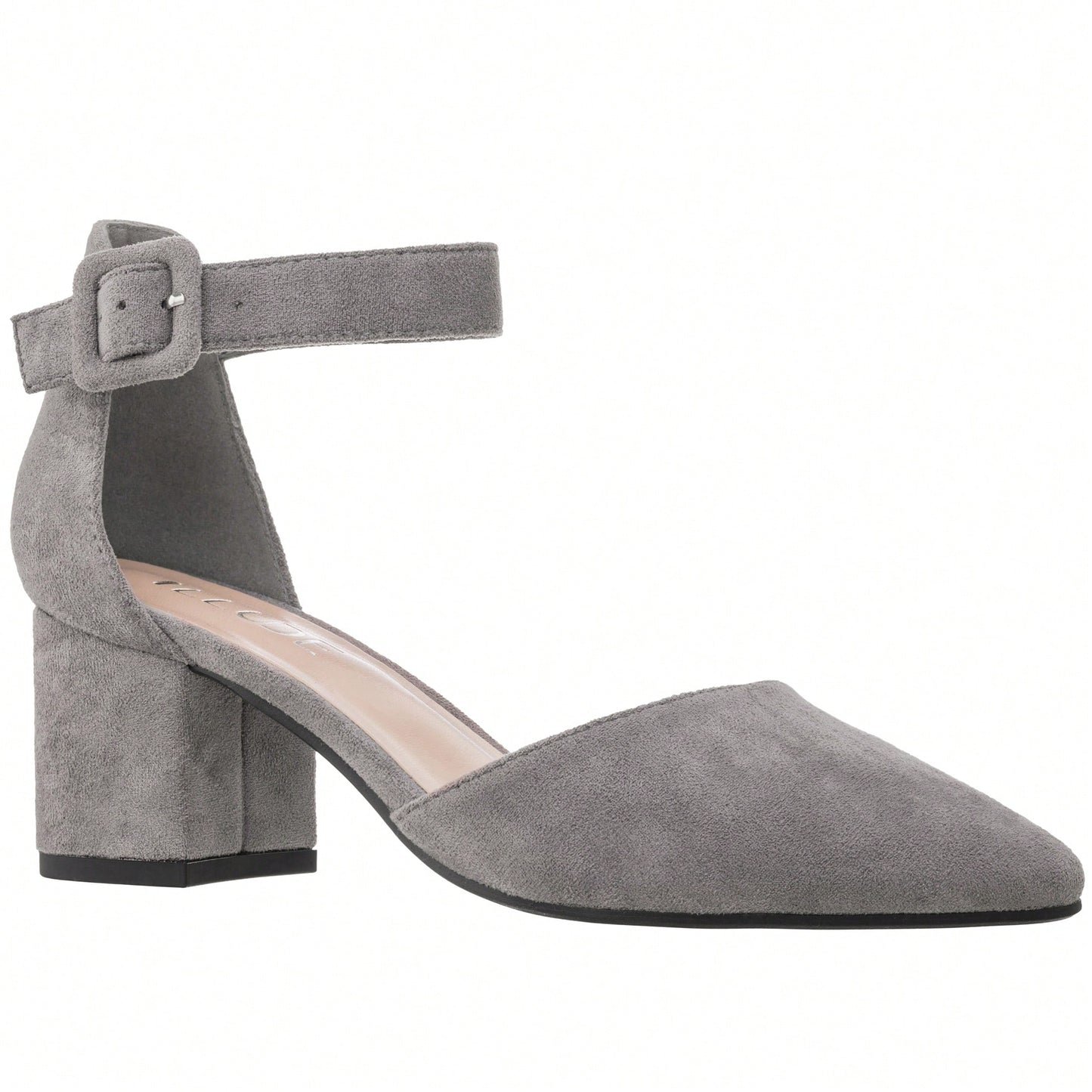 Women Point Toe Chunky Heeled Ankle Strap Pumps Fashionable Pointed Toe Ankle Strap Stiletto Heels Elegant Pumps Suede