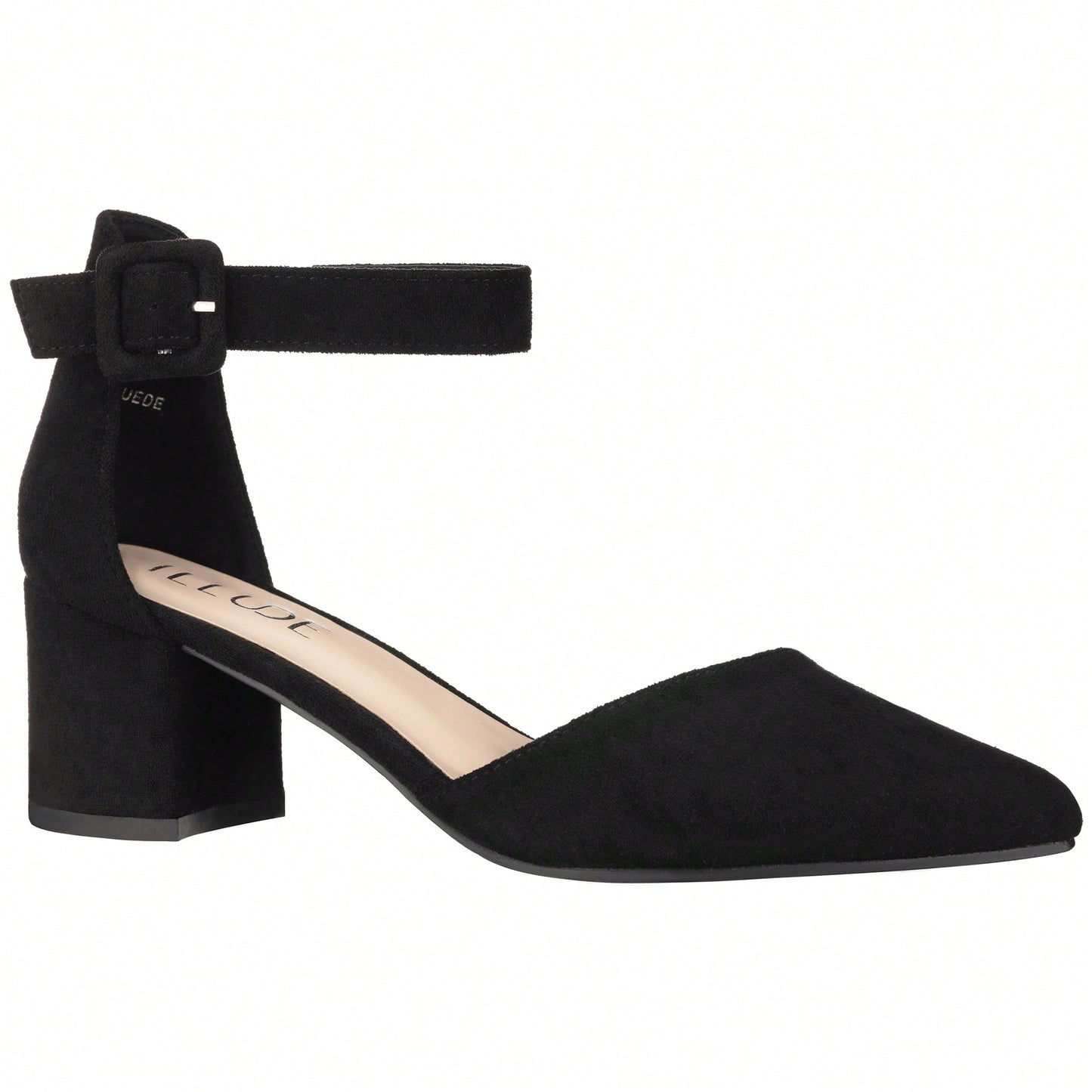 Women Point Toe Chunky Heeled Ankle Strap Pumps Fashionable Pointed Toe Ankle Strap Stiletto Heels Elegant Pumps Suede