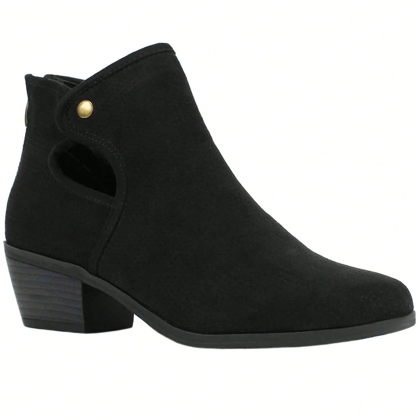 Women's Chunky Heeled Boots Fashionable Chunky Heel Ankle Boots Perforated Boots Chunky Low Block Heel Ankle Booties Short Winter Boots