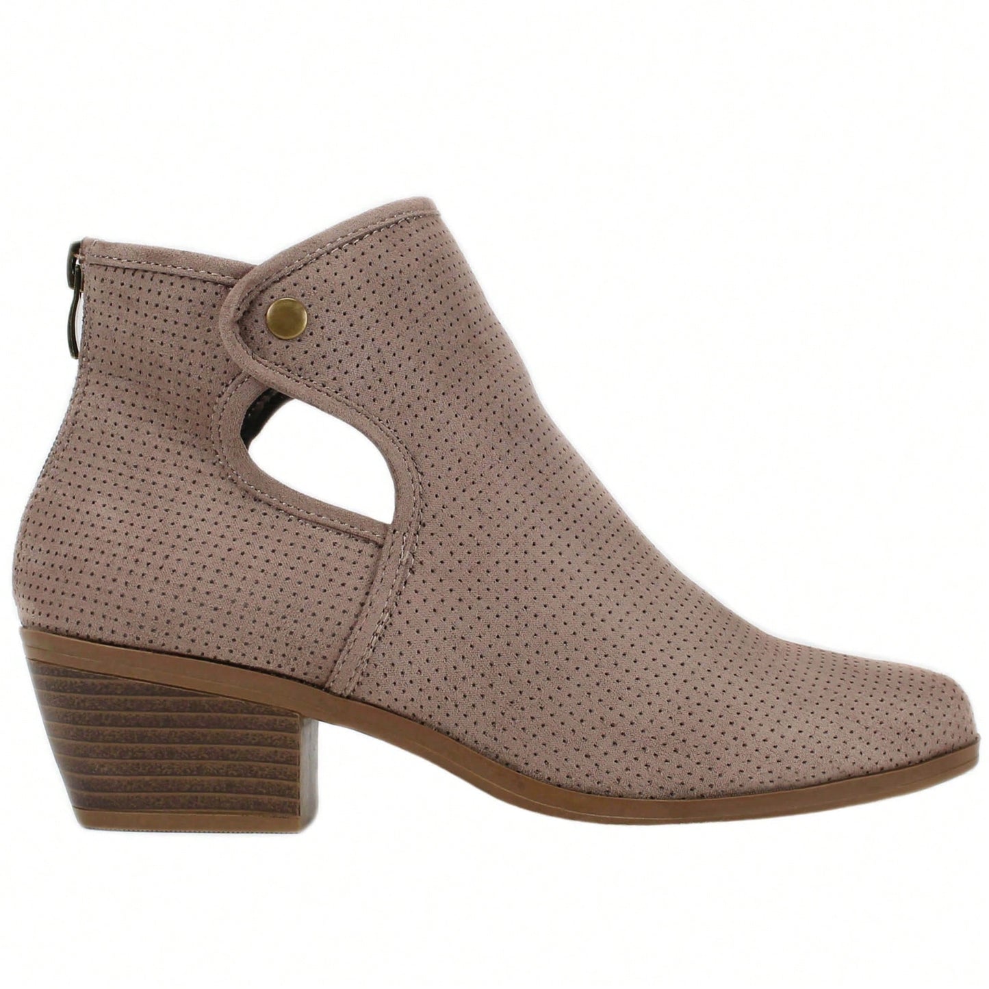 Women's Chunky Heeled Boots Fashionable Chunky Heel Ankle Boots Perforated Boots Chunky Low Block Heel Ankle Booties Short Winter Boots