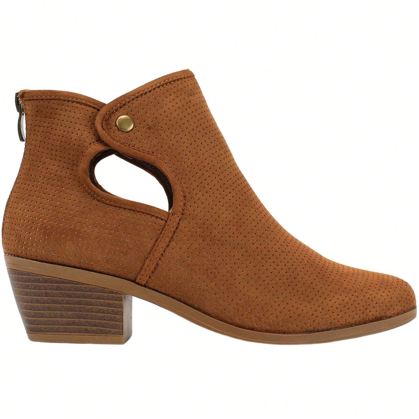 Women's Chunky Heeled Boots Fashionable Chunky Heel Ankle Boots Perforated Boots Chunky Low Block Heel Ankle Booties Short Winter Boots