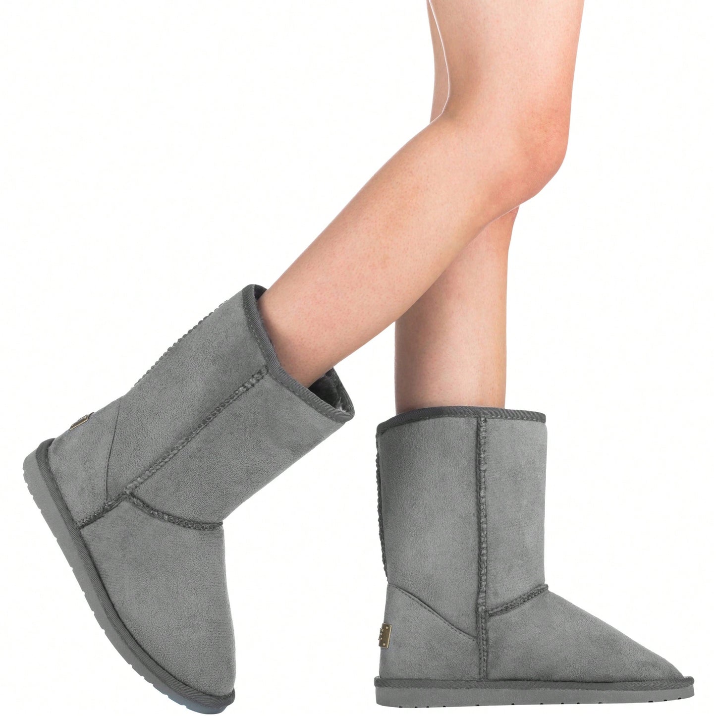 Women's Snow Boots Fleece Lined Solid Color Mid-Calf Flat Snow Boots For Winter Mid Calf  Short Snow Boots