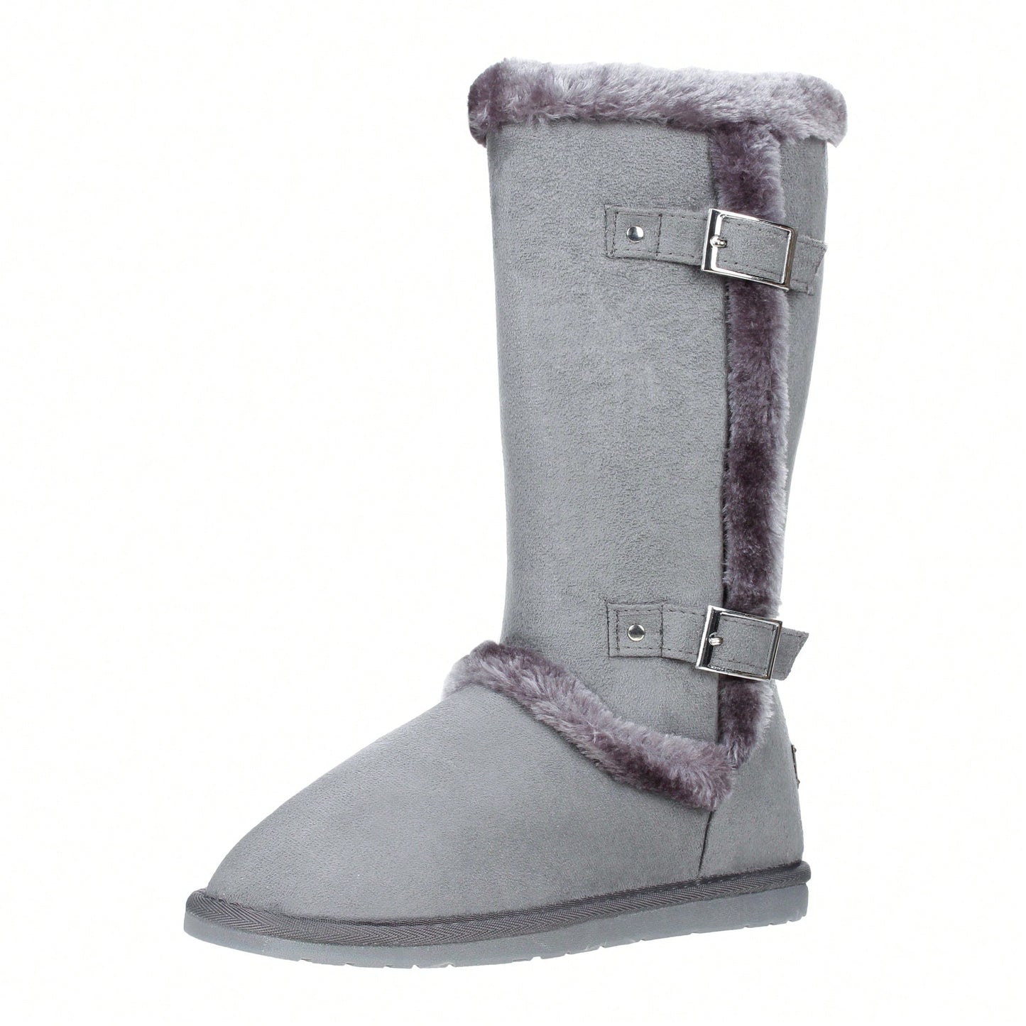 Women's Snow Boots Fleece Lined Solid Color Mid-Calf Flat Snow Boots For Winter Mid Calf Winter Snow Boots With Buckle