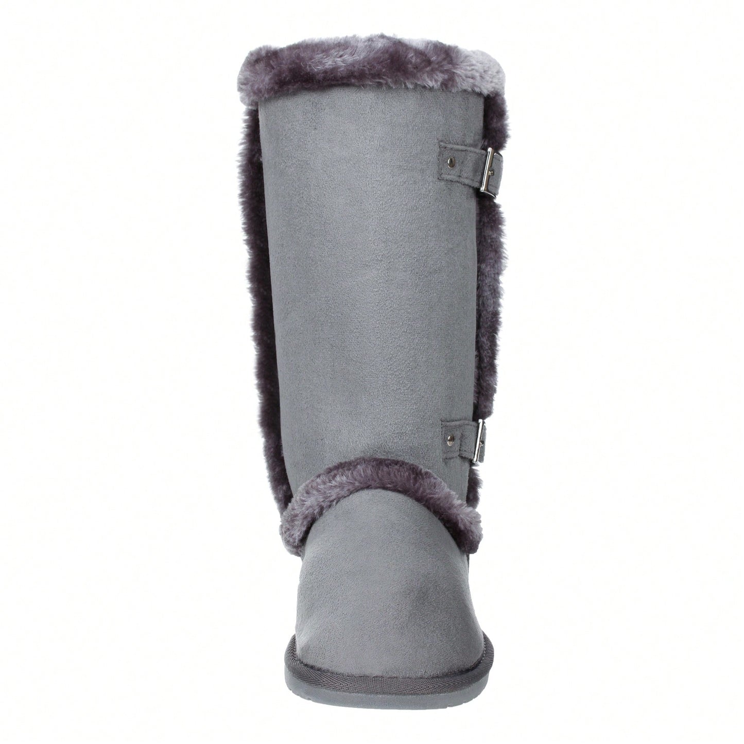 Women's Snow Boots Fleece Lined Solid Color Mid-Calf Flat Snow Boots For Winter Mid Calf Winter Snow Boots With Buckle