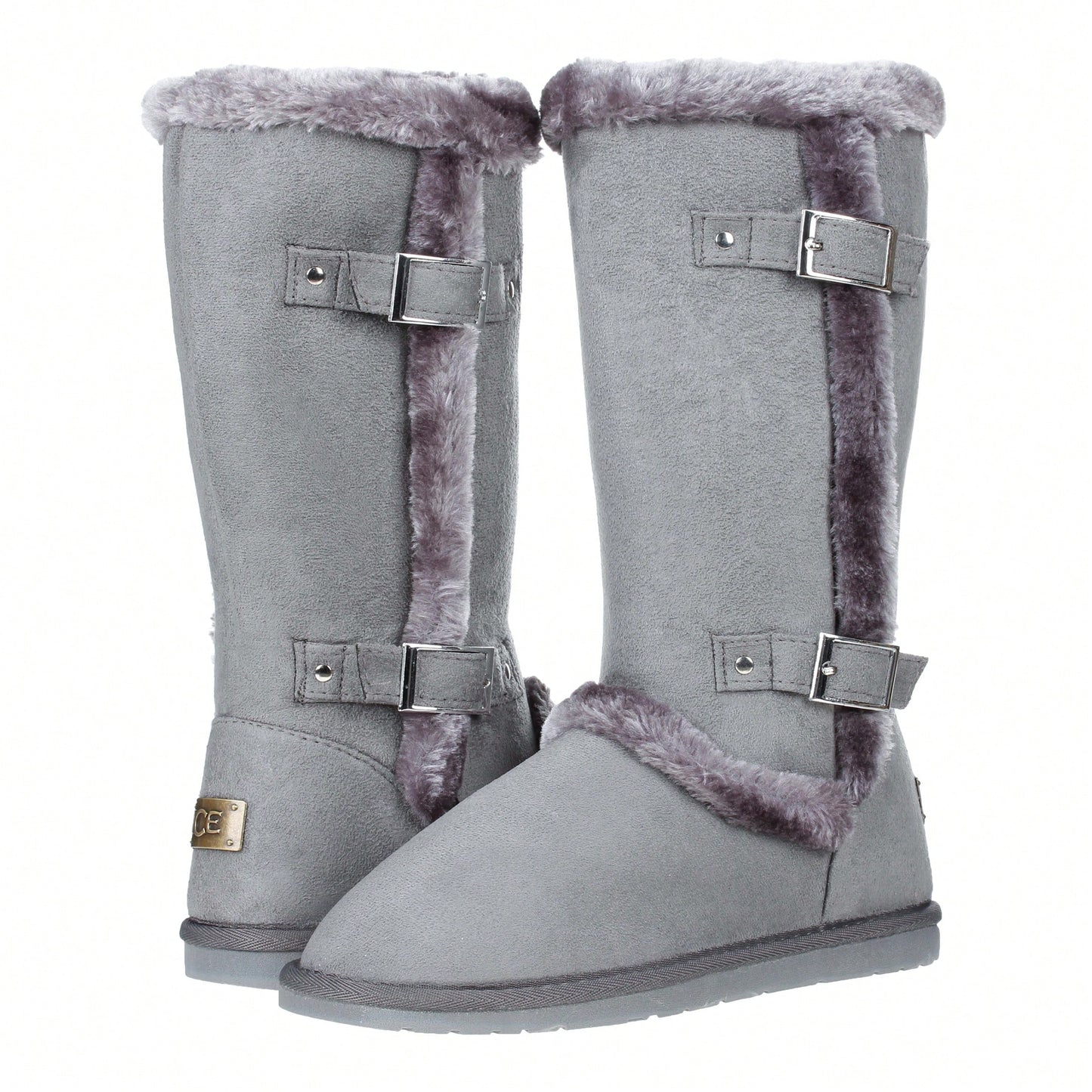 Women's Snow Boots Fleece Lined Solid Color Mid-Calf Flat Snow Boots For Winter Mid Calf Winter Snow Boots With Buckle