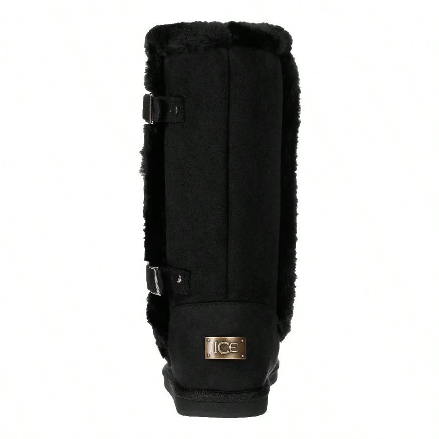 Women's Snow Boots Fleece Lined Solid Color Mid-Calf Flat Snow Boots For Winter Mid Calf Winter Snow Boots With Buckle