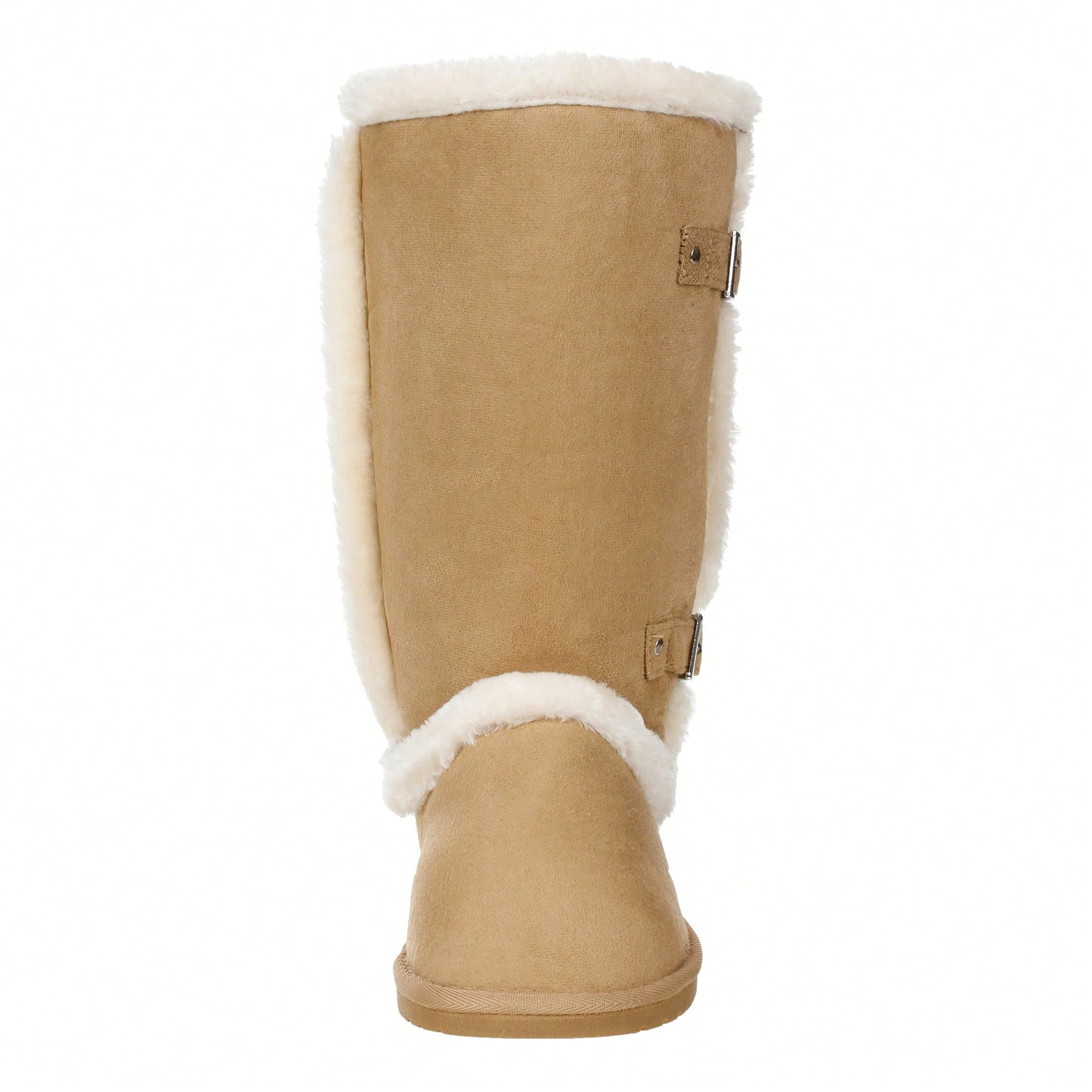 Women's Snow Boots Fleece Lined Solid Color Mid-Calf Flat Snow Boots For Winter Mid Calf Winter Snow Boots With Buckle
