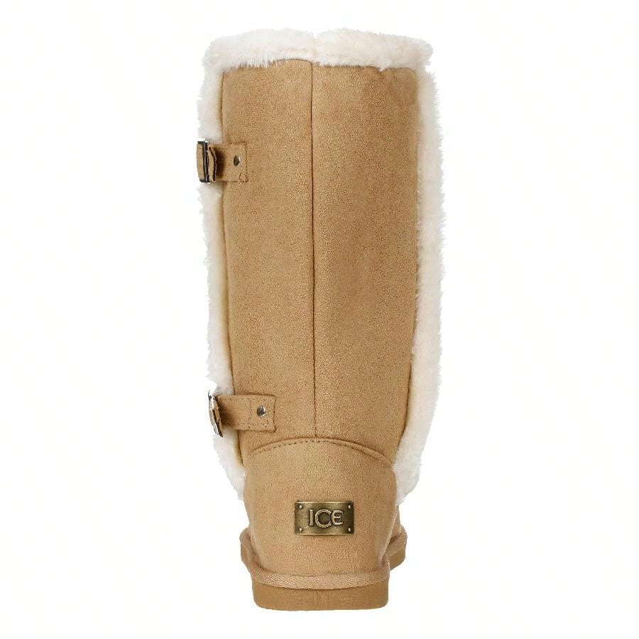 Women's Snow Boots Fleece Lined Solid Color Mid-Calf Flat Snow Boots For Winter Mid Calf Winter Snow Boots With Buckle