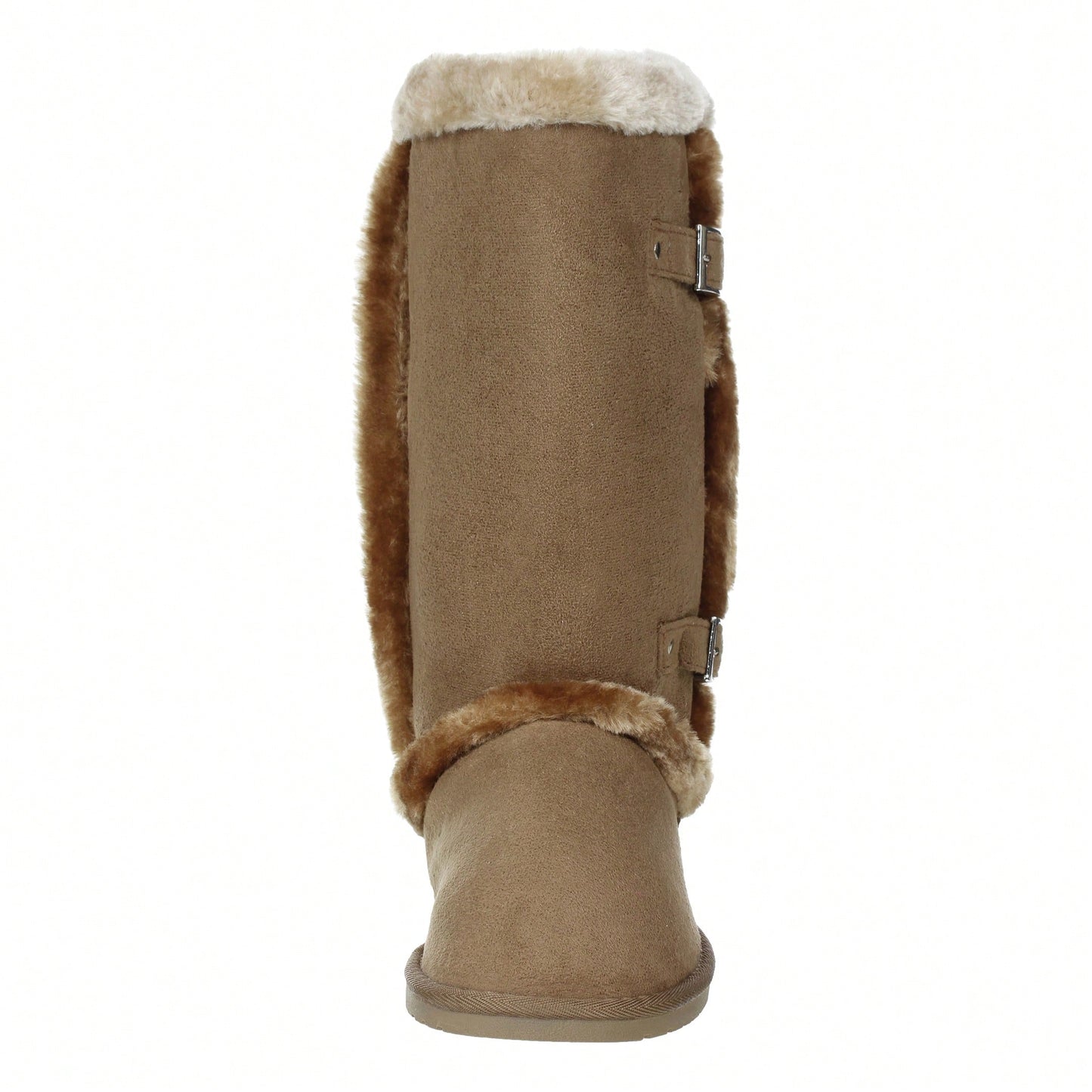 Women's Snow Boots Fleece Lined Solid Color Mid-Calf Flat Snow Boots For Winter Mid Calf Winter Snow Boots With Buckle