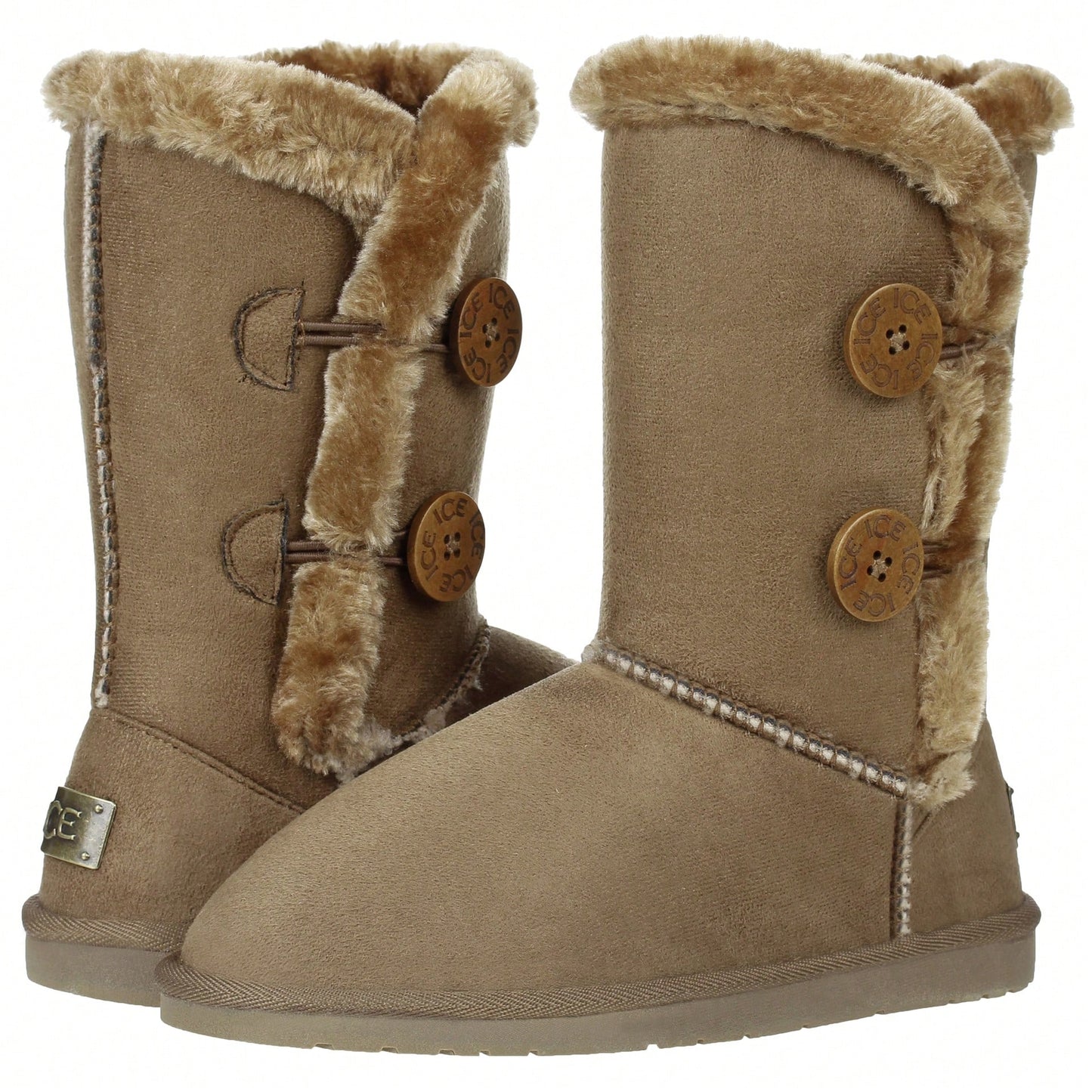 Women's Snow Boots Fleece Lined Solid Color Mid-Calf Flat Snow Boots For Winter Mid Calf  Short Snow Boots Warm Fur Lined Winter Boots With Buttons