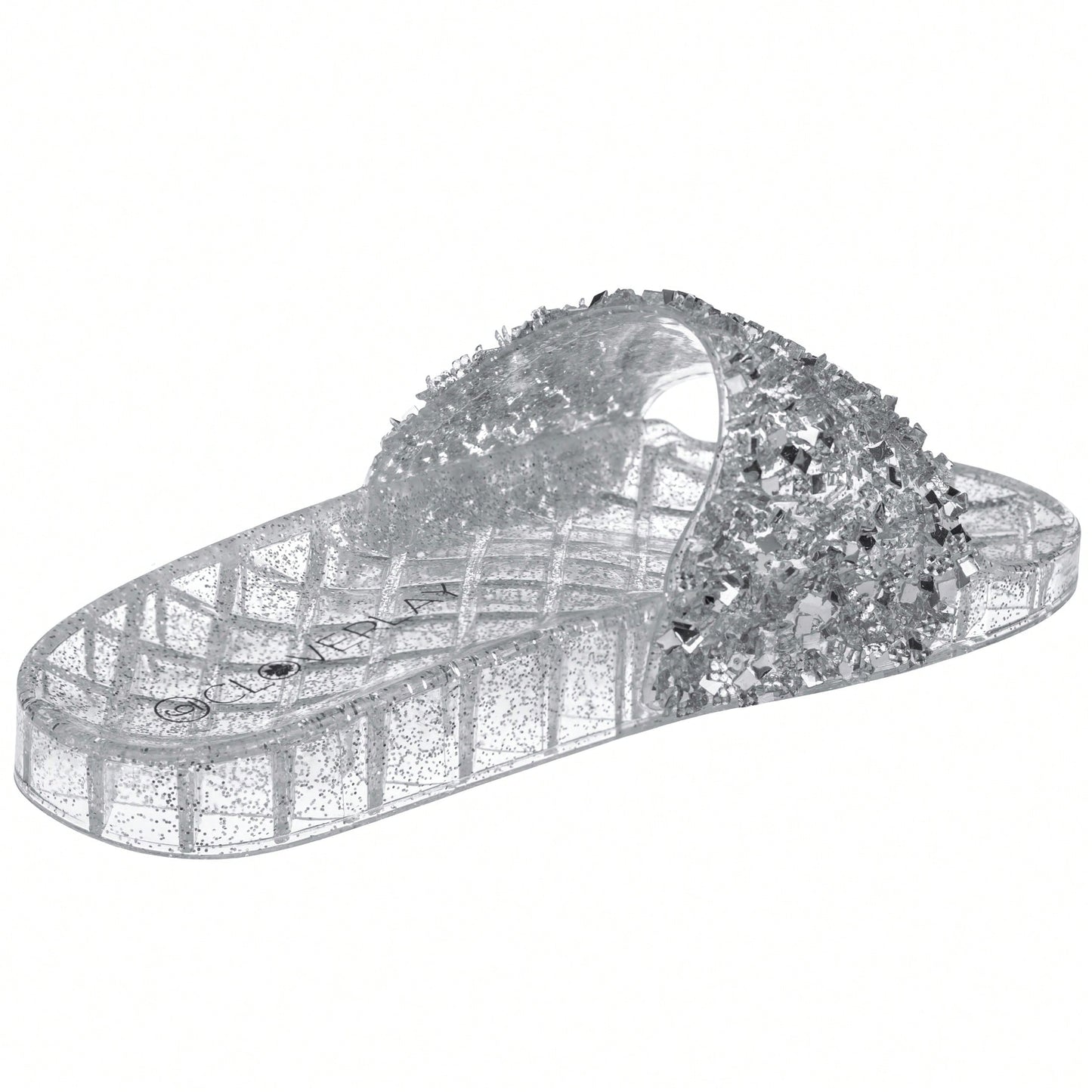 Women Rhinestone Decor Outdoor And Indoor Glamorous Flat Slides Jelly Glitter Slide Sandals Slippers