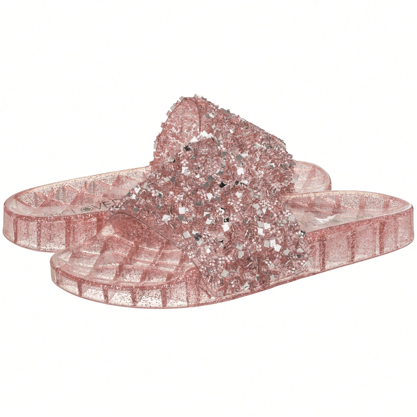 Women Rhinestone Decor Outdoor And Indoor Glamorous Flat Slides Jelly Glitter Slide Sandals Slippers