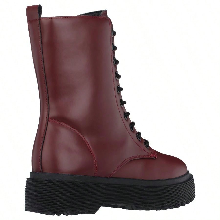 Women Lace-Up Front Combat Boots Fashionable Round Toe Low Heel Boots Chunky Platform Combat Boot Short Boots With Thick Sole Bottom Ankle Boots