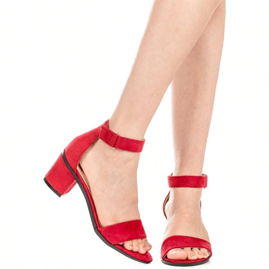 Women Chunky Heeled Ankle Strap Sandals Elegant Open Toe Sandals Ankle Strap Heeled Sandals